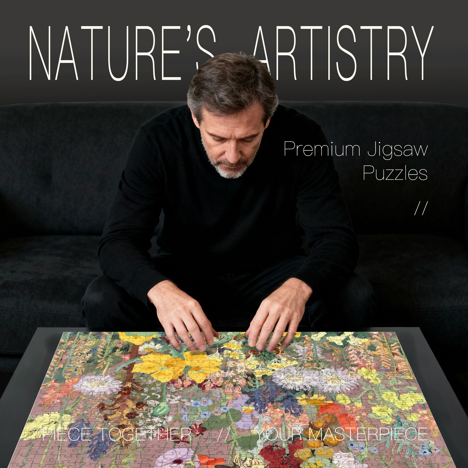 Flower Oil Painting 500pcs/1000pcs Jigsaw Puzzle, Scratch-Resistant, Interactive Family Game & Brain-Boosting DIY Decor, Perfect for Halloween, Christmas & New Year Gifts, Family Puzzle Game