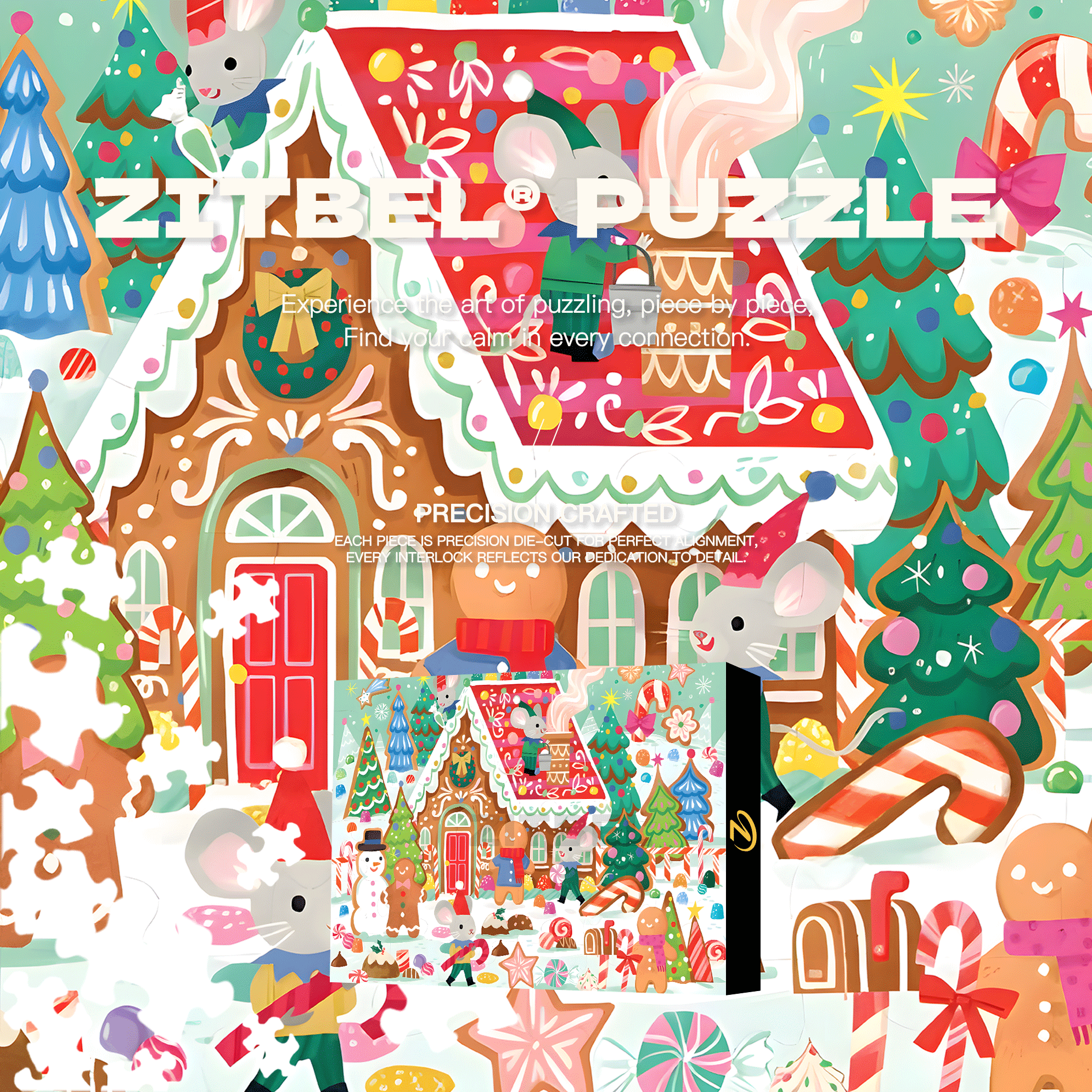 GINGERBREAD HOUSE 2 500pcs/1000pcs Jigsaw Puzzle, Scratch-Resistant, Interactive Family Game & Brain-Boosting DIY Decor, Perfect for Halloween, Christmas & New Year Gifts, Family Puzzle Game