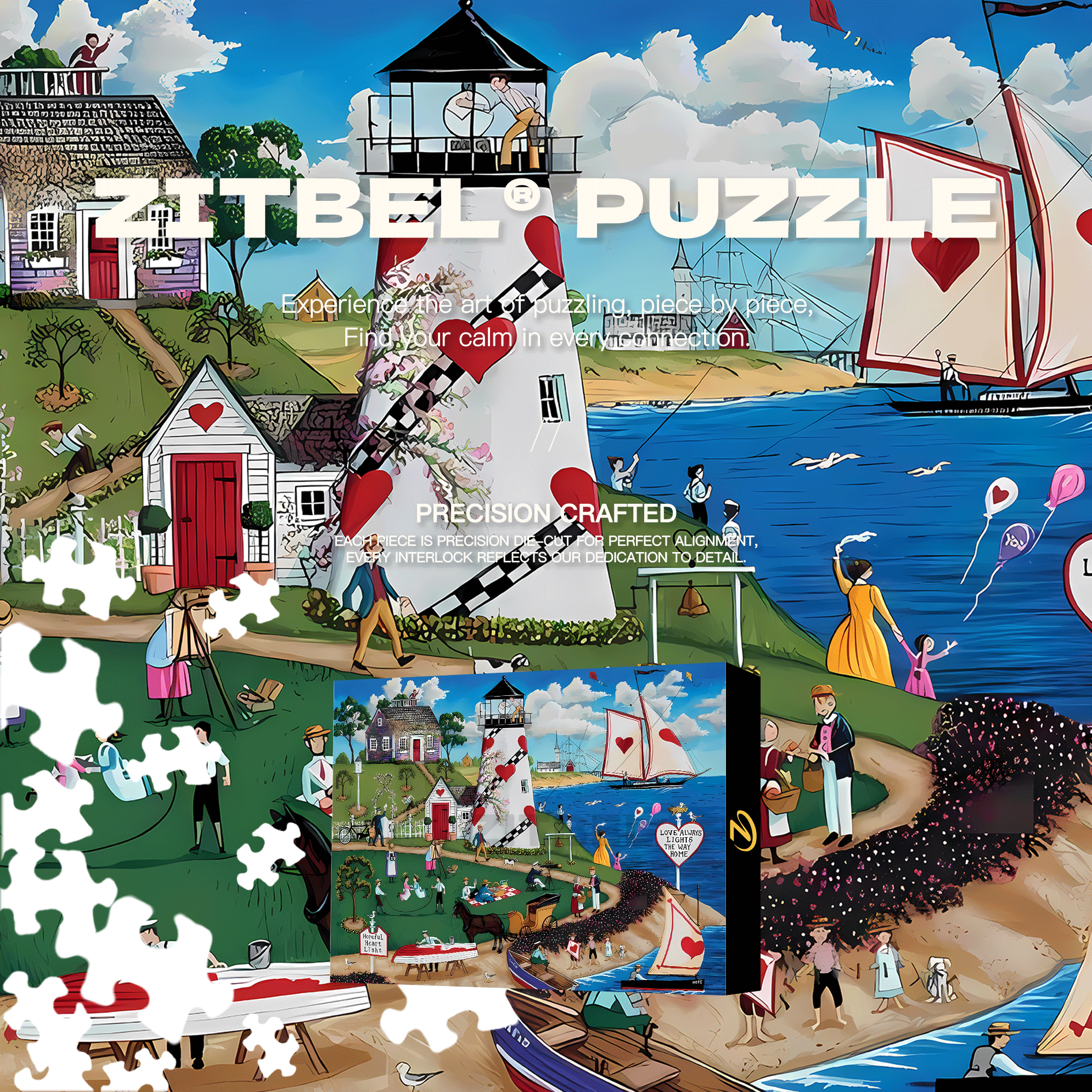 Hopeful Heart Lighthouse 500pcs/1000pcs Jigsaw Puzzle, Scratch-Resistant, Interactive Family Game & Brain-Boosting DIY Decor, Perfect for Halloween, Christmas & New Year Gifts, Family Puzzle Game