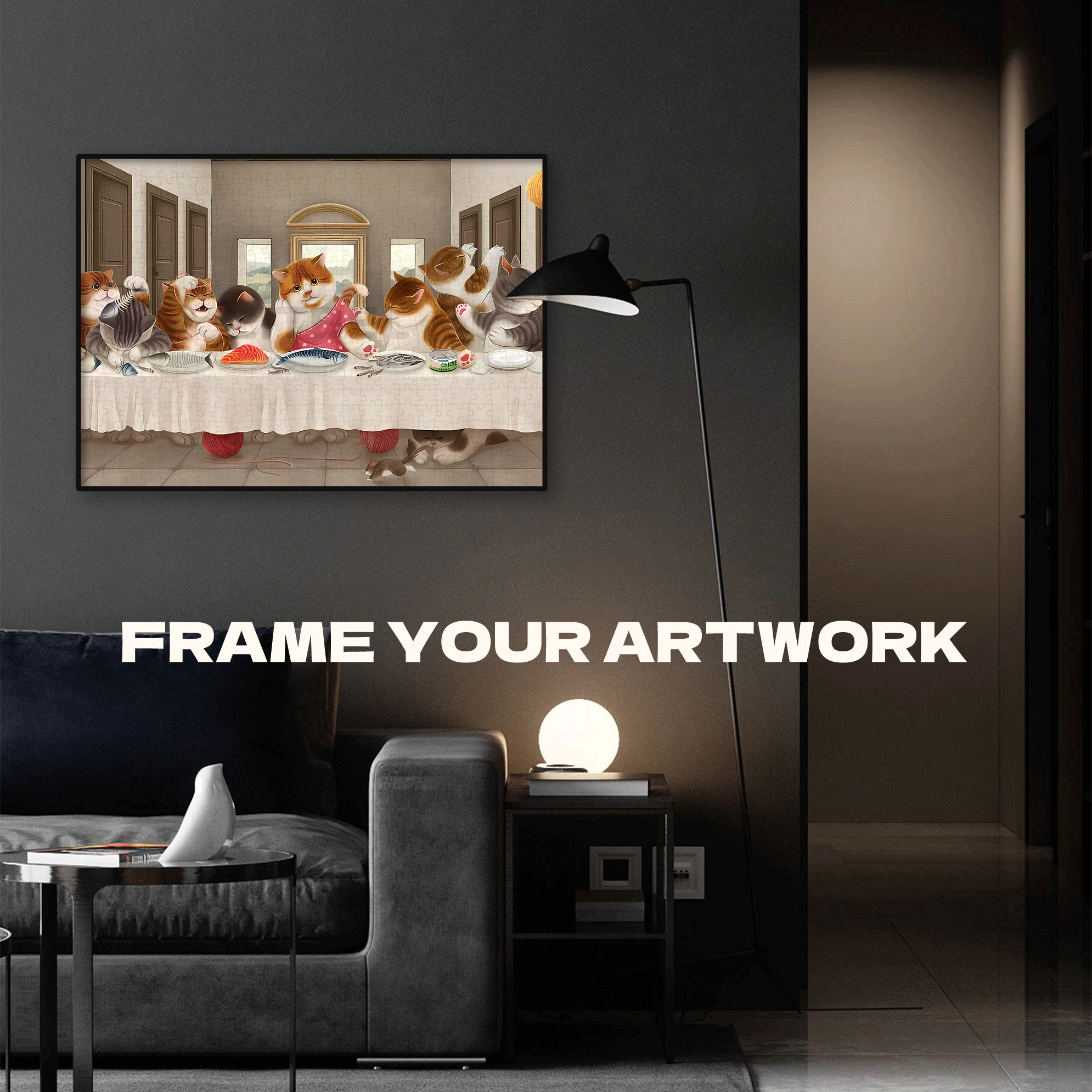 Meow ¡Á World Famous Paintings 5 500pcs/1000pcs Jigsaw Puzzle, Scratch-Resistant, Interactive Family Game & Brain-Boosting DIY Decor, Perfect for Halloween, Christmas & New Year Gifts, Family Puzzle Game