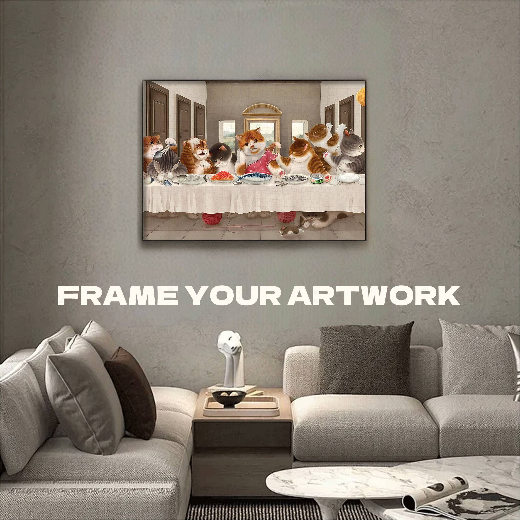 Meow ¡Á World Famous Paintings 5 500pcs/1000pcs Jigsaw Puzzle, Scratch-Resistant, Interactive Family Game & Brain-Boosting DIY Decor, Perfect for Halloween, Christmas & New Year Gifts, Family Puzzle Game
