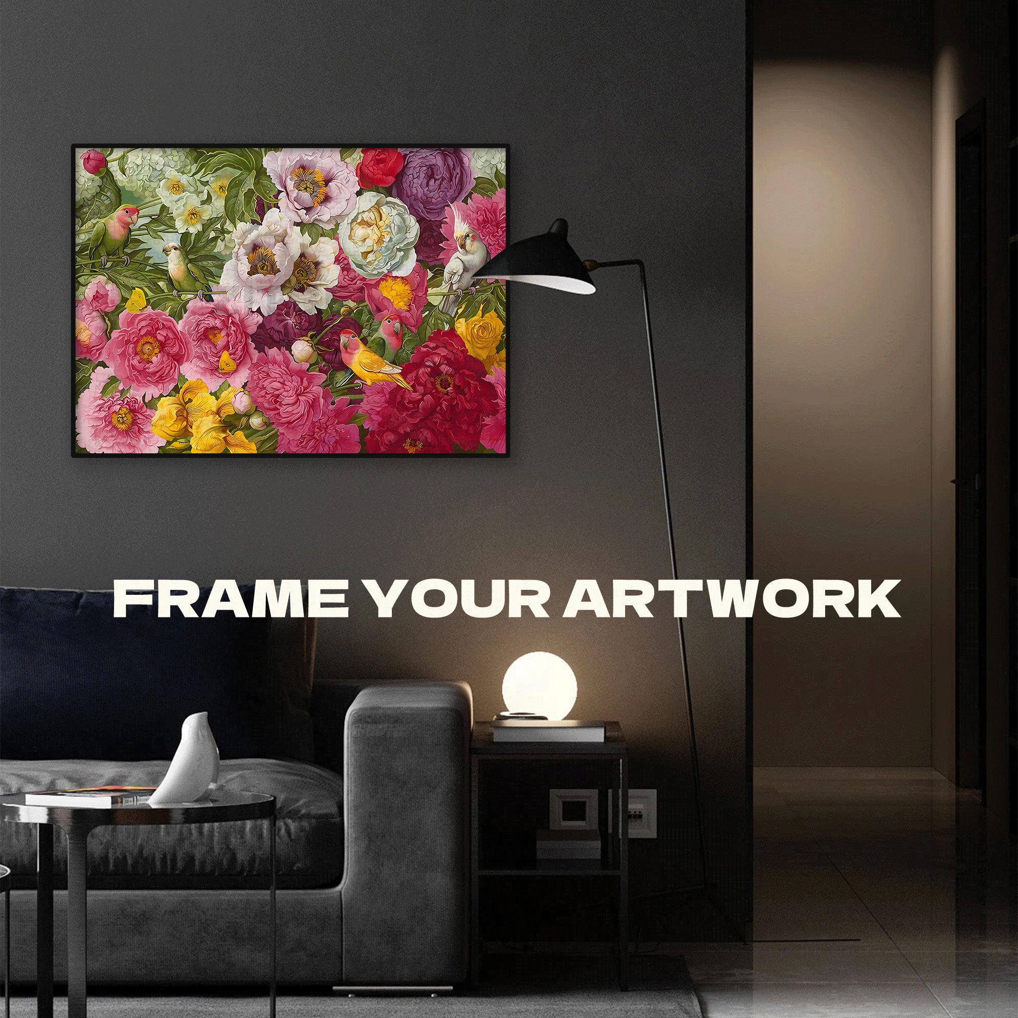 Peony and Parrot 500pcs/1000pcs Jigsaw Puzzle, Scratch-Resistant, Interactive Family Game & Brain-Boosting DIY Decor, Perfect for Halloween, Christmas & New Year Gifts, Family Puzzle Game