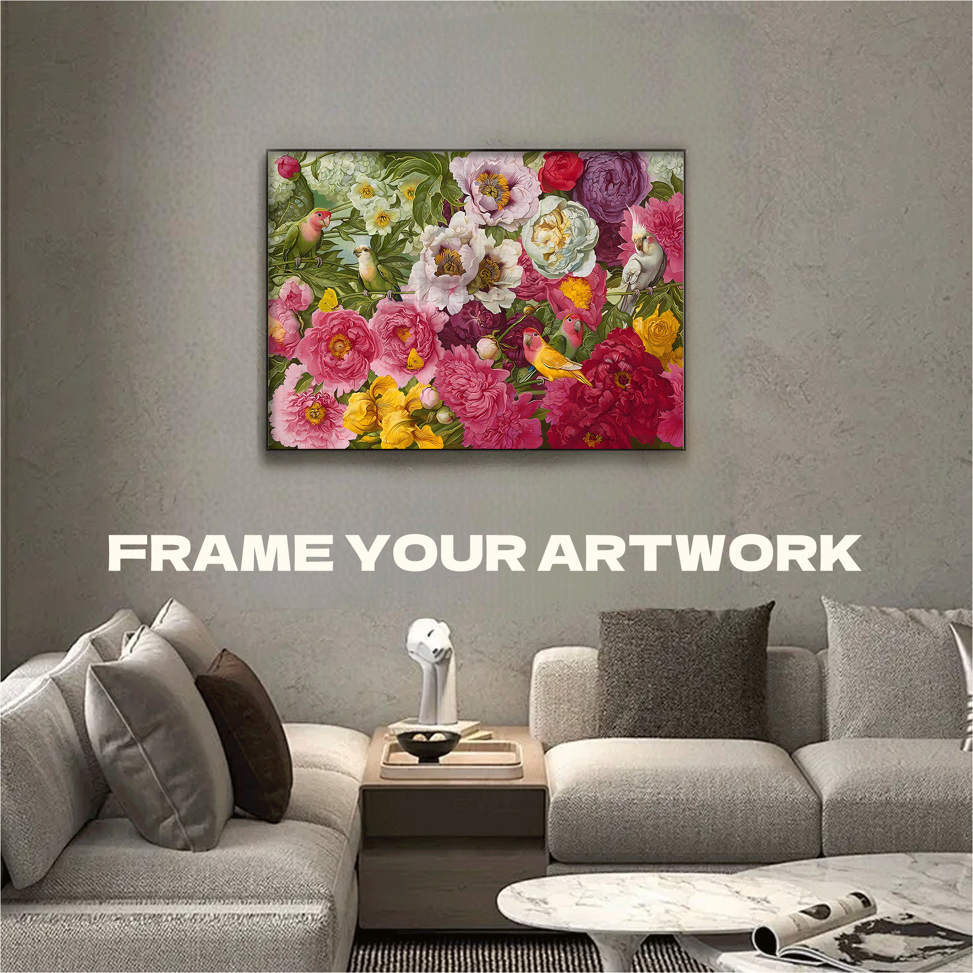 Peony and Parrot 500pcs/1000pcs Jigsaw Puzzle, Scratch-Resistant, Interactive Family Game & Brain-Boosting DIY Decor, Perfect for Halloween, Christmas & New Year Gifts, Family Puzzle Game