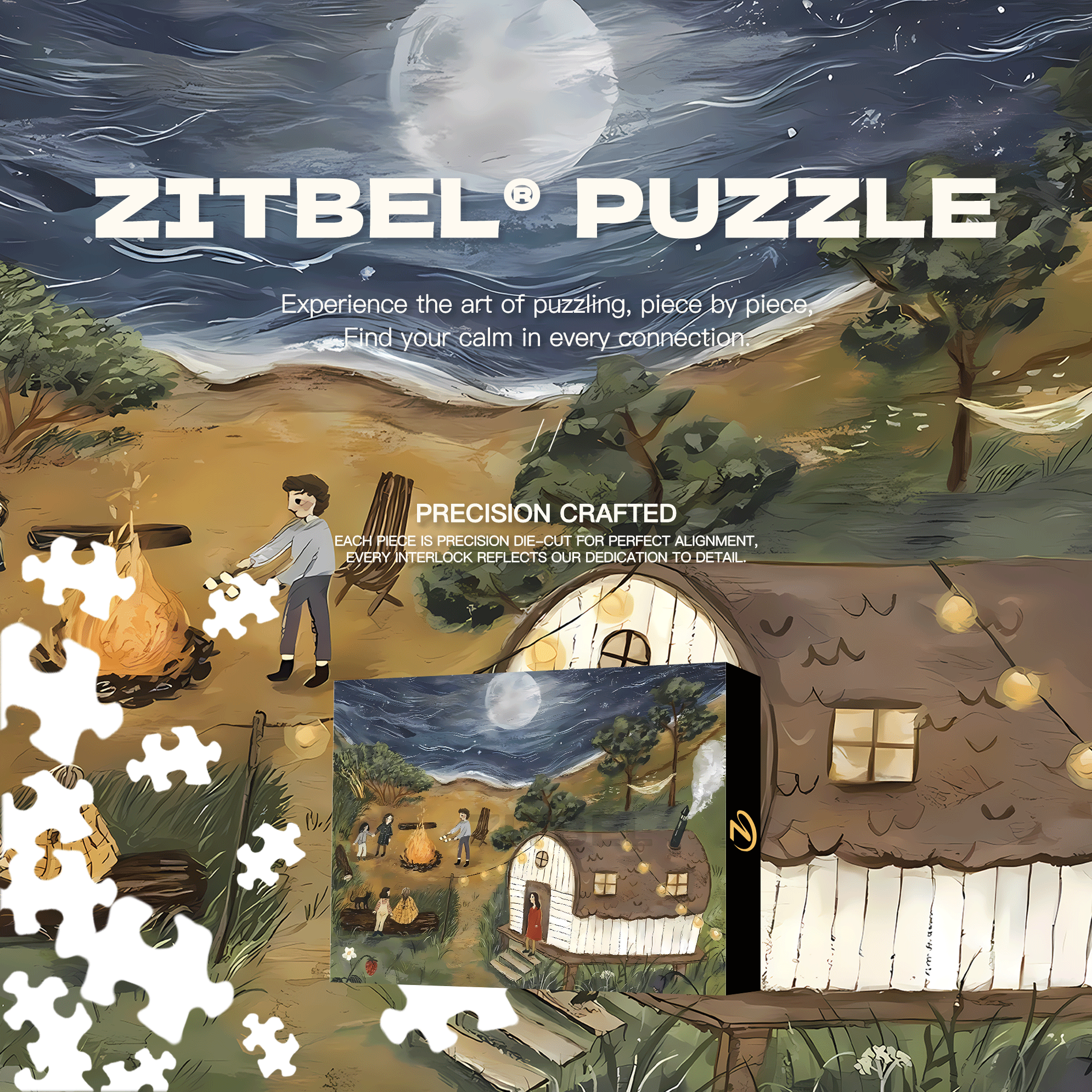 Slow Life Utopia 10 500pcs/1000pcs Jigsaw Puzzle, Scratch-Resistant, Interactive Family Game & Brain-Boosting DIY Decor, Perfect for Halloween, Christmas & New Year Gifts, Family Puzzle Game