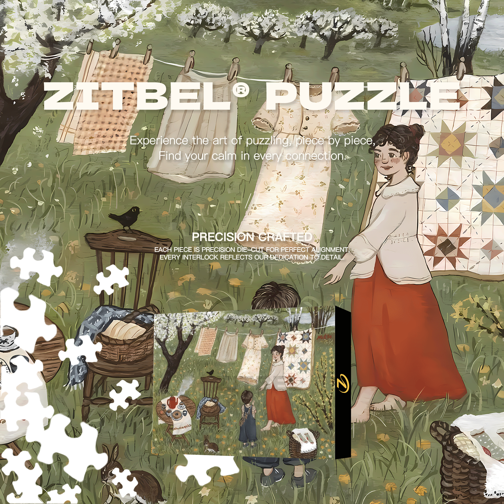 Slow Life Utopia 7 500pcs/1000pcs Jigsaw Puzzle, Scratch-Resistant, Interactive Family Game & Brain-Boosting DIY Decor, Perfect for Halloween, Christmas & New Year Gifts, Family Puzzle Game