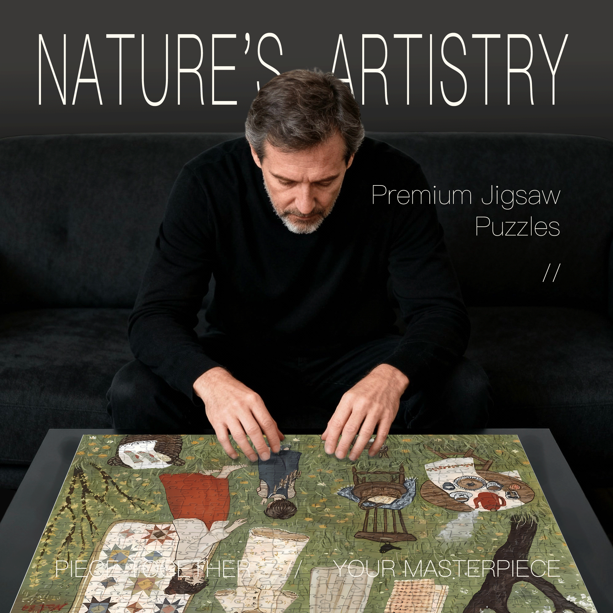 Slow Life Utopia 7 500pcs/1000pcs Jigsaw Puzzle, Scratch-Resistant, Interactive Family Game & Brain-Boosting DIY Decor, Perfect for Halloween, Christmas & New Year Gifts, Family Puzzle Game