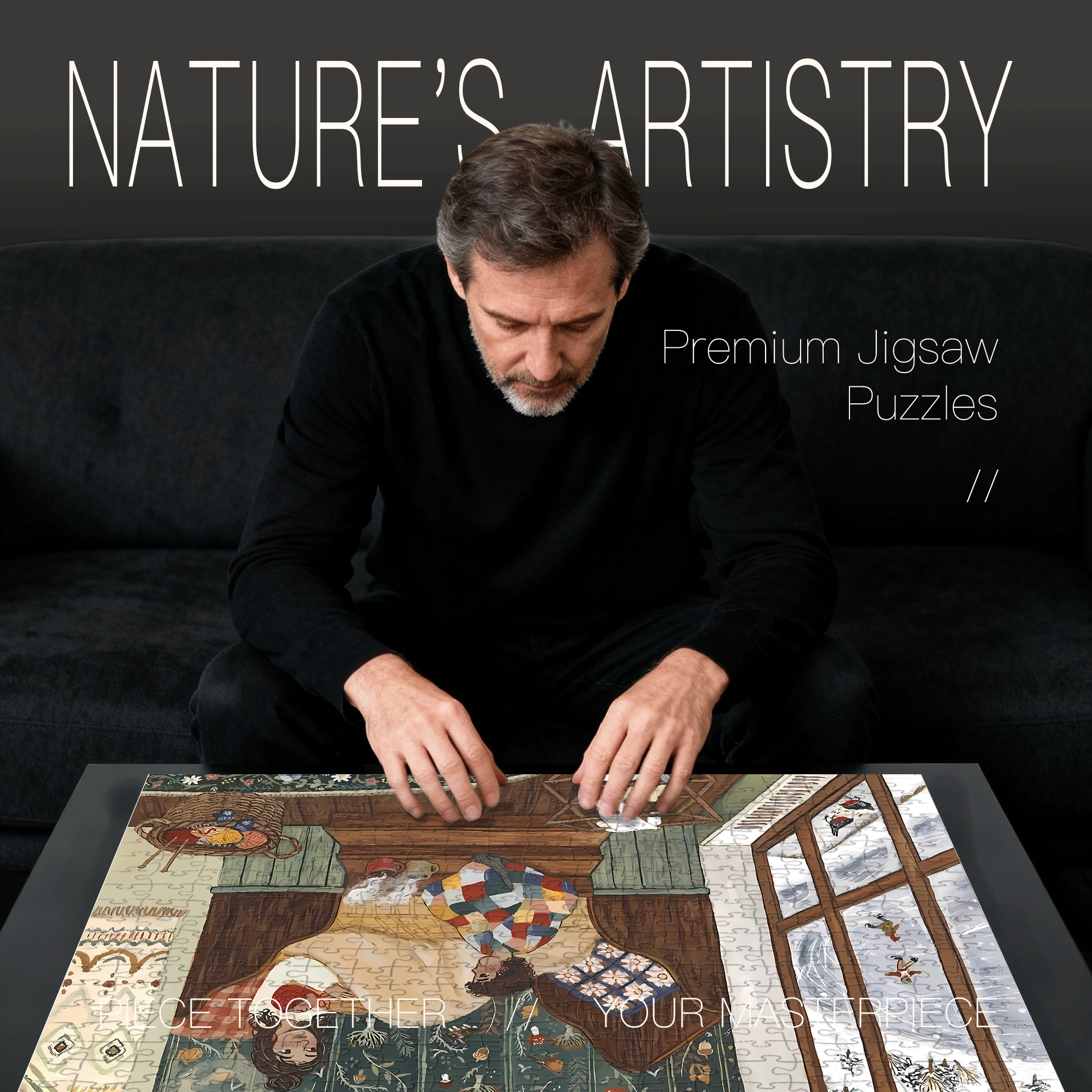 Slow Life Utopia 9 500pcs/1000pcs Jigsaw Puzzle, Scratch-Resistant, Interactive Family Game & Brain-Boosting DIY Decor, Perfect for Halloween, Christmas & New Year Gifts, Family Puzzle Game