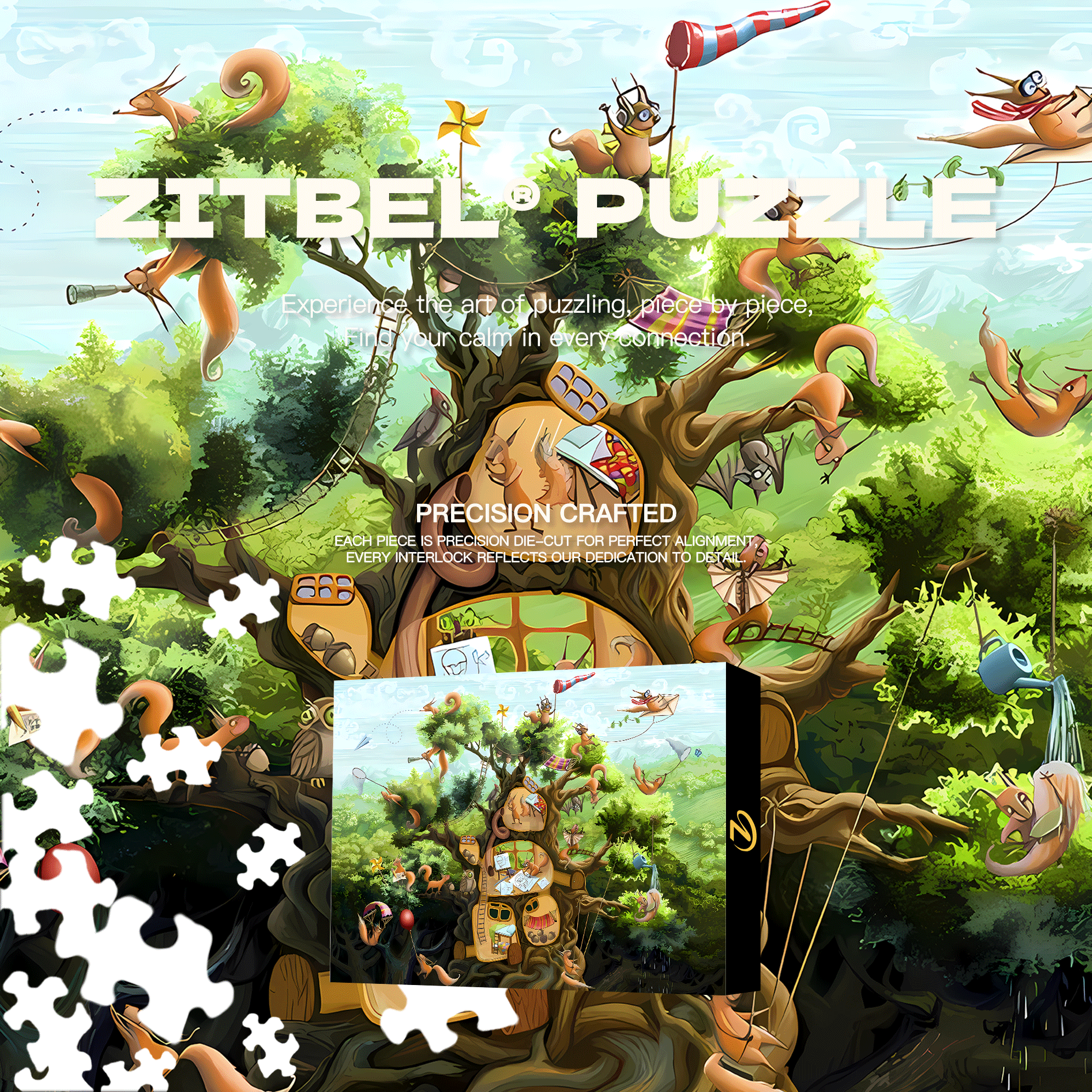 Squirrel Paradise 500pcs/1000pcs Jigsaw Puzzle, Scratch-Resistant, Interactive Family Game & Brain-Boosting DIY Decor, Perfect for Halloween, Christmas & New Year Gifts, Family Puzzle Game