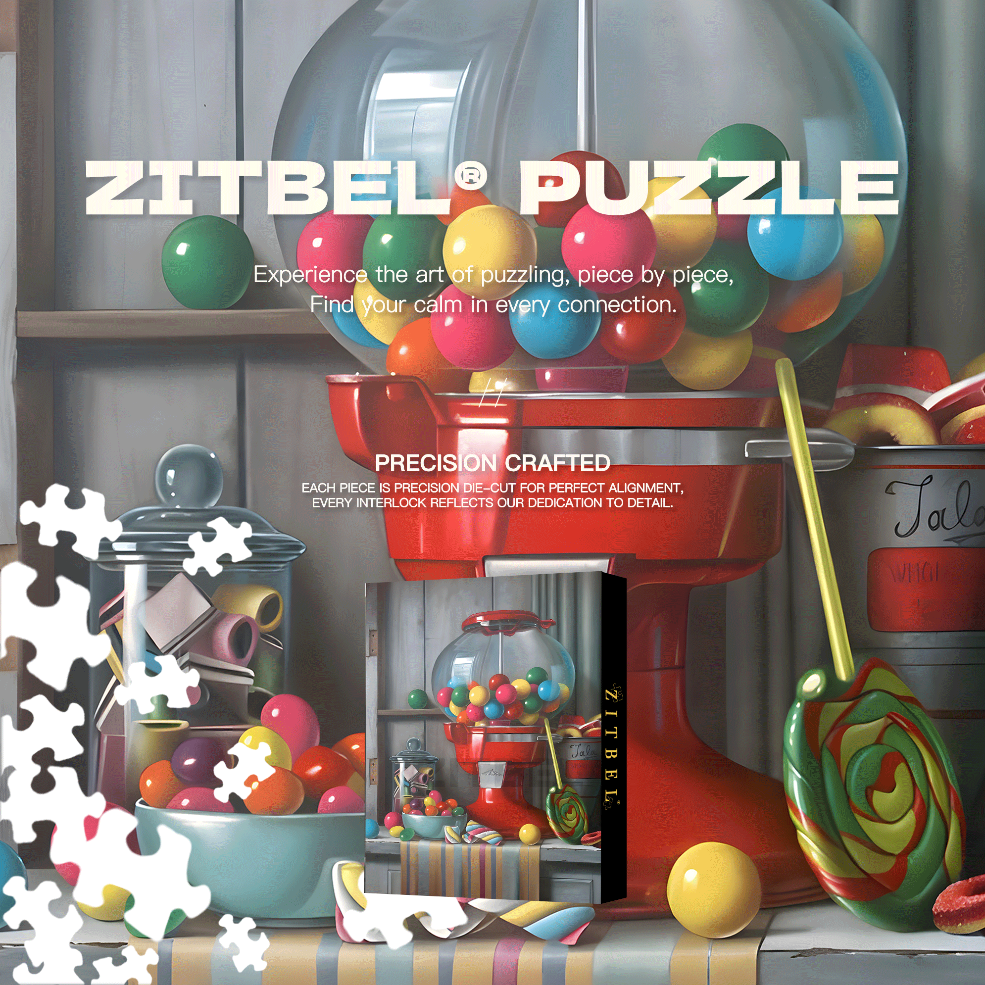 Bubble Gum 500pcs/1000pcs Jigsaw Puzzle, Scratch-Resistant, Interactive Family Game & Brain-Boosting DIY Decor, Perfect for Halloween, Christmas & New Year Gifts, Family Puzzle Game