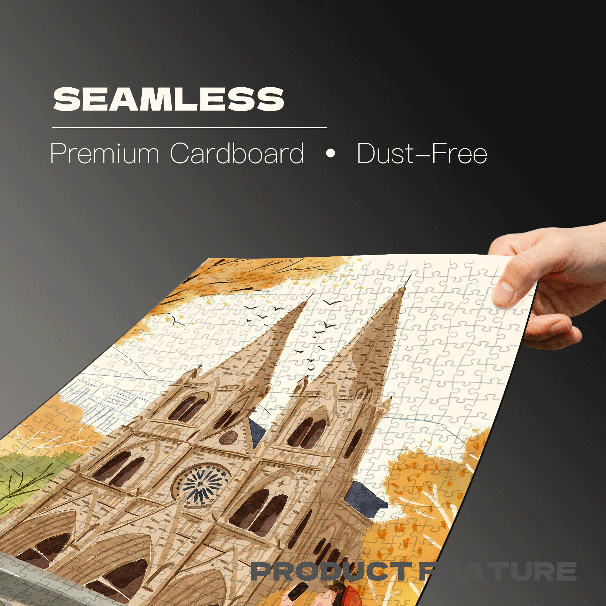 Church in Autumn 500pcs/1000pcs Jigsaw Puzzle, Scratch-Resistant, Interactive Family Game & Brain-Boosting DIY Decor, Perfect for Halloween, Christmas & New Year Gifts, Family Puzzle Game