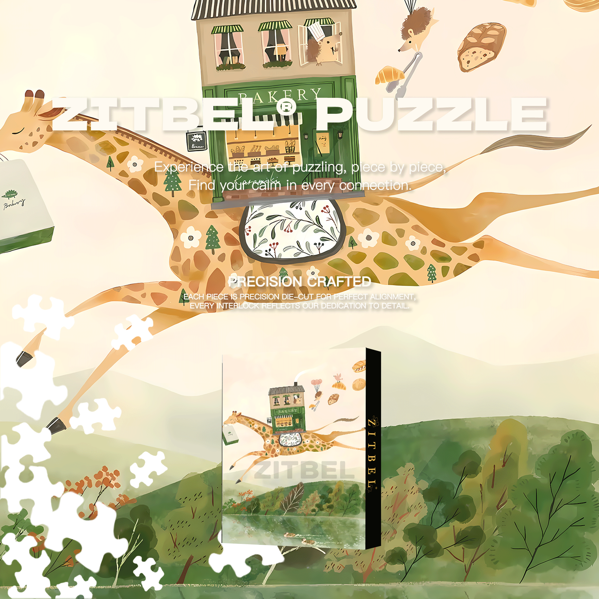 Dance Of The Giraffe 500pcs/1000pcs Jigsaw Puzzle, Scratch-Resistant, Interactive Family Game & Brain-Boosting DIY Decor, Perfect for Halloween, Christmas & New Year Gifts, Family Puzzle Game
