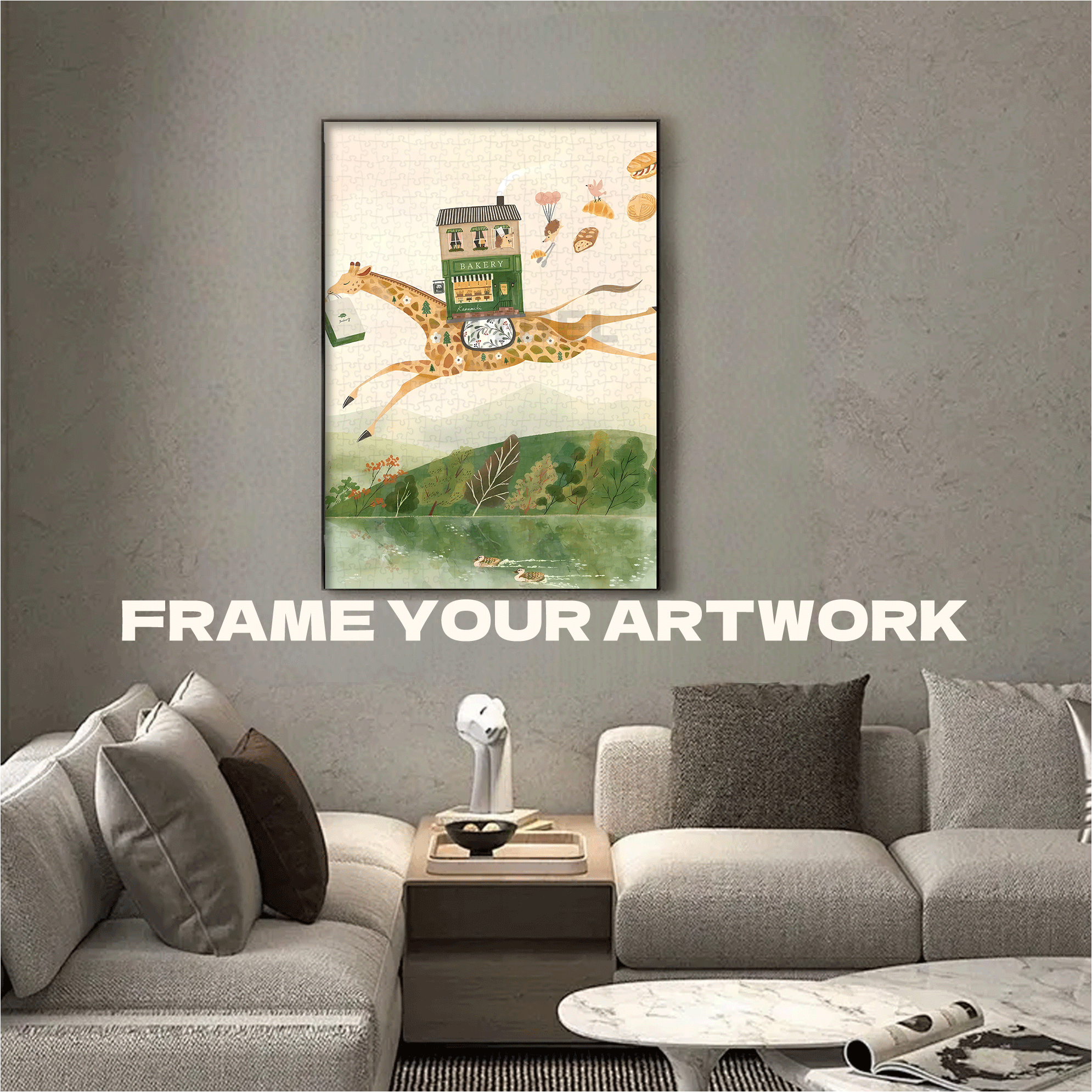 Dance Of The Giraffe 500pcs/1000pcs Jigsaw Puzzle, Scratch-Resistant, Interactive Family Game & Brain-Boosting DIY Decor, Perfect for Halloween, Christmas & New Year Gifts, Family Puzzle Game