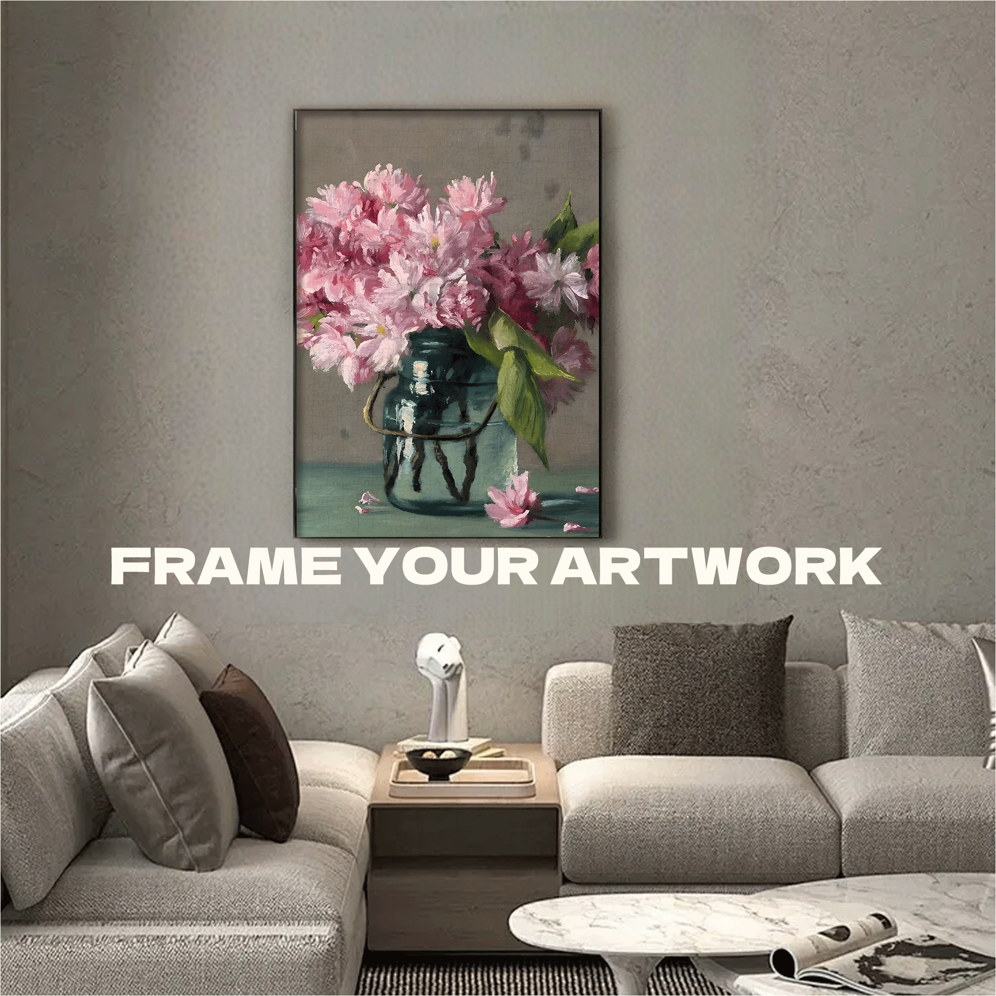 Flower Sketching 6 500pcs/1000pcs Jigsaw Puzzle, Scratch-Resistant, Interactive Family Game & Brain-Boosting DIY Decor, Perfect for Halloween, Christmas & New Year Gifts, Family Puzzle Game