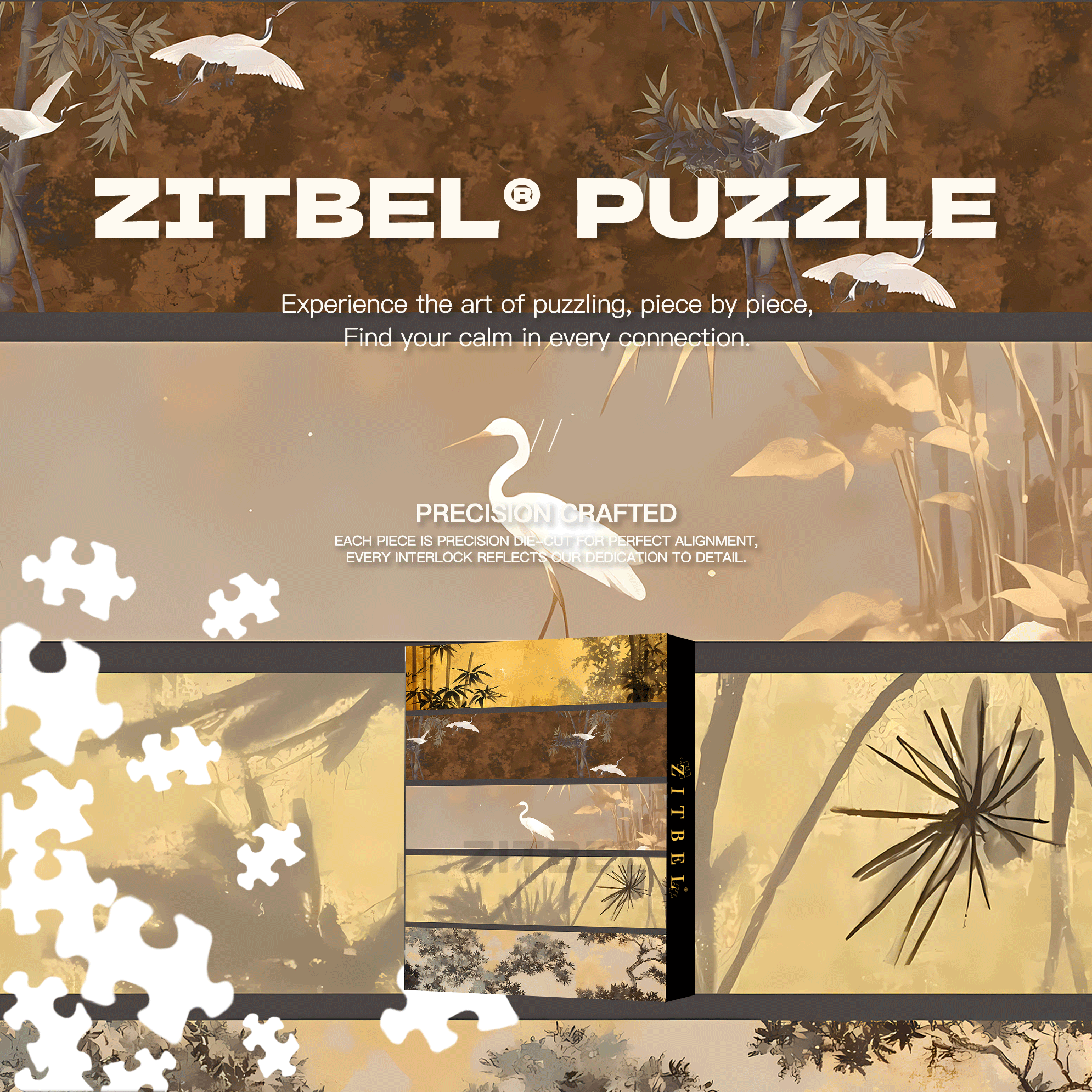Gold Leaf Landscape 500pcs/1000pcs Jigsaw Puzzle, Scratch-Resistant, Interactive Family Game & Brain-Boosting DIY Decor, Perfect for Halloween, Christmas & New Year Gifts, Family Puzzle Game
