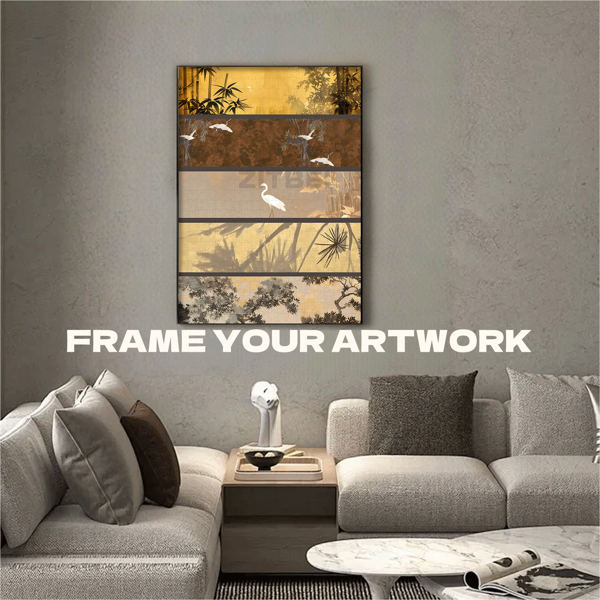 Gold Leaf Landscape 500pcs/1000pcs Jigsaw Puzzle, Scratch-Resistant, Interactive Family Game & Brain-Boosting DIY Decor, Perfect for Halloween, Christmas & New Year Gifts, Family Puzzle Game