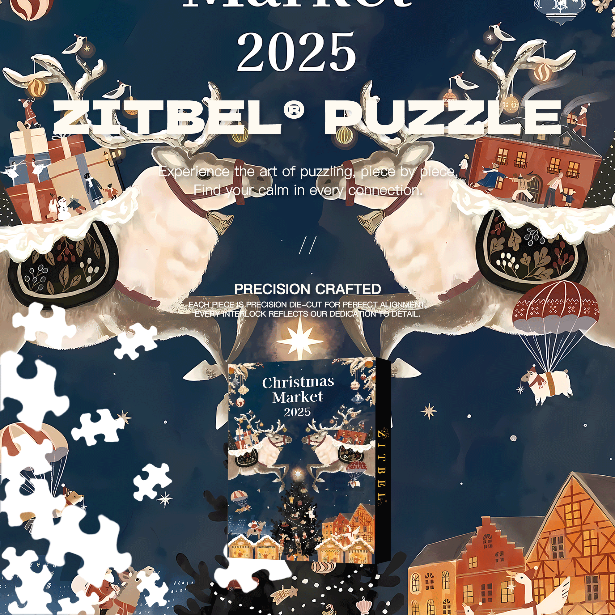 2025 Christmas 500pcs/1000pcs Jigsaw Puzzle, Scratch-Resistant, Interactive Family Game & Brain-Boosting DIY Decor, Perfect for Halloween, Christmas & New Year Gifts, Family Puzzle Game