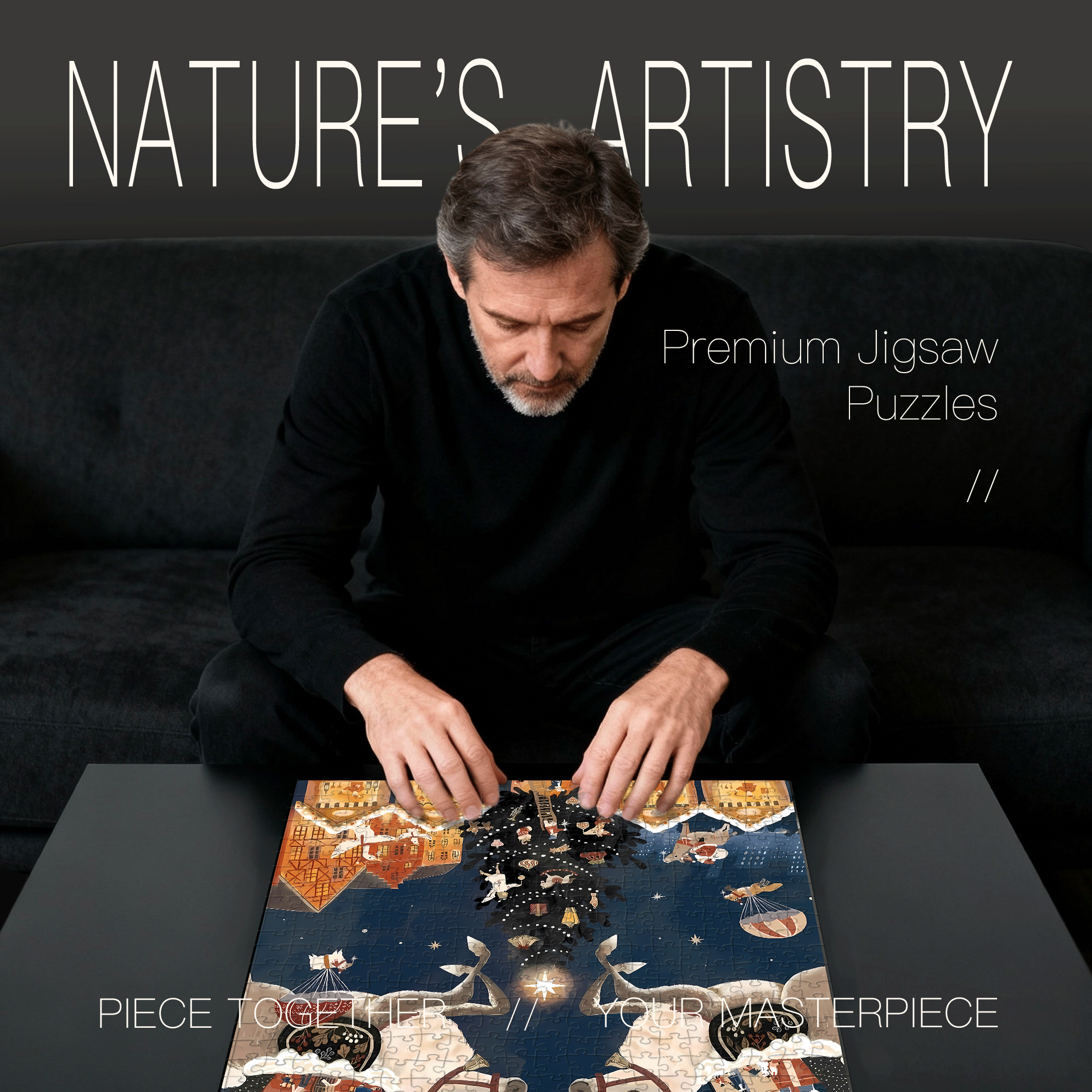 2025 Christmas 500pcs/1000pcs Jigsaw Puzzle, Scratch-Resistant, Interactive Family Game & Brain-Boosting DIY Decor, Perfect for Halloween, Christmas & New Year Gifts, Family Puzzle Game