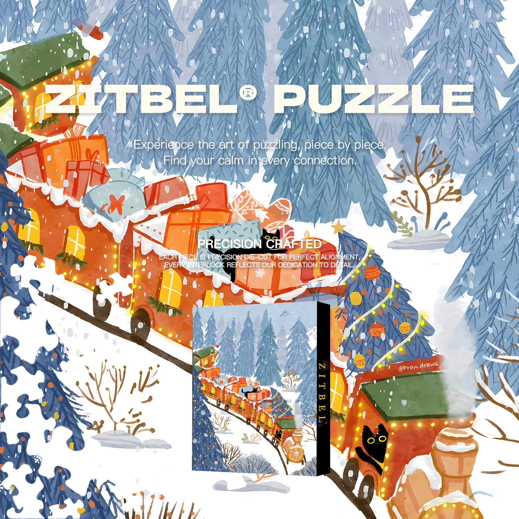 Christmas Train 2 500pcs/1000pcs Jigsaw Puzzle, Scratch-Resistant, Interactive Family Game & Brain-Boosting DIY Decor, Perfect for Halloween, Christmas & New Year Gifts, Family Puzzle Game