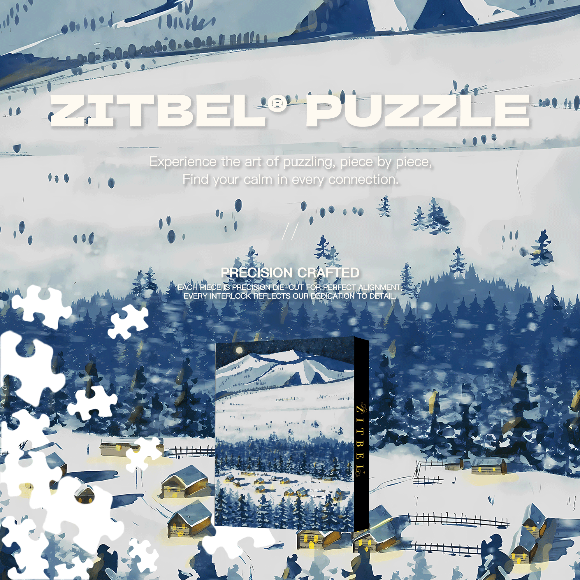 Full Moon On A Winter Night 500pcs/1000pcs Jigsaw Puzzle, Scratch-Resistant, Interactive Family Game & Brain-Boosting DIY Decor, Perfect for Halloween, Christmas & New Year Gifts, Family Puzzle Game