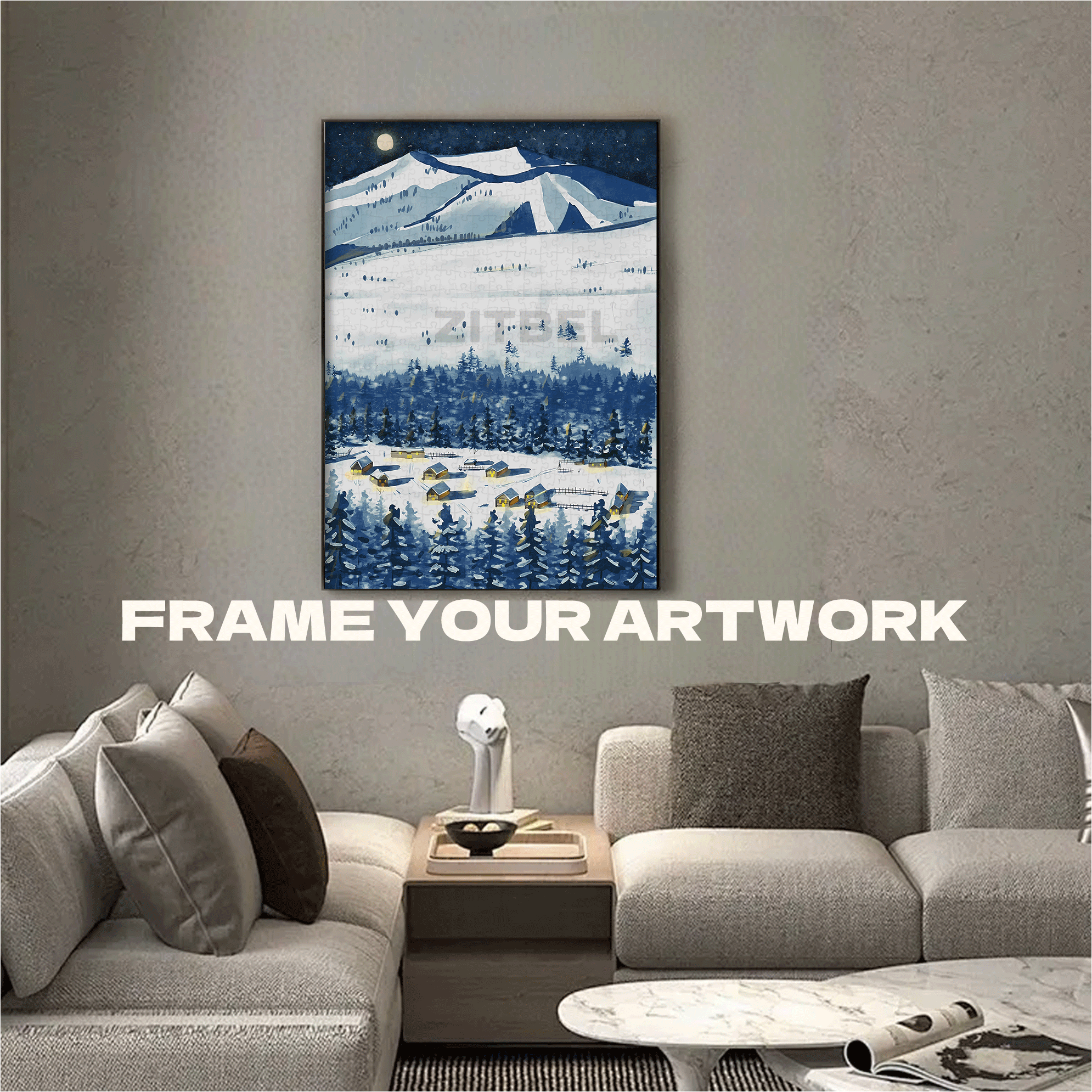 Full Moon On A Winter Night 500pcs/1000pcs Jigsaw Puzzle, Scratch-Resistant, Interactive Family Game & Brain-Boosting DIY Decor, Perfect for Halloween, Christmas & New Year Gifts, Family Puzzle Game