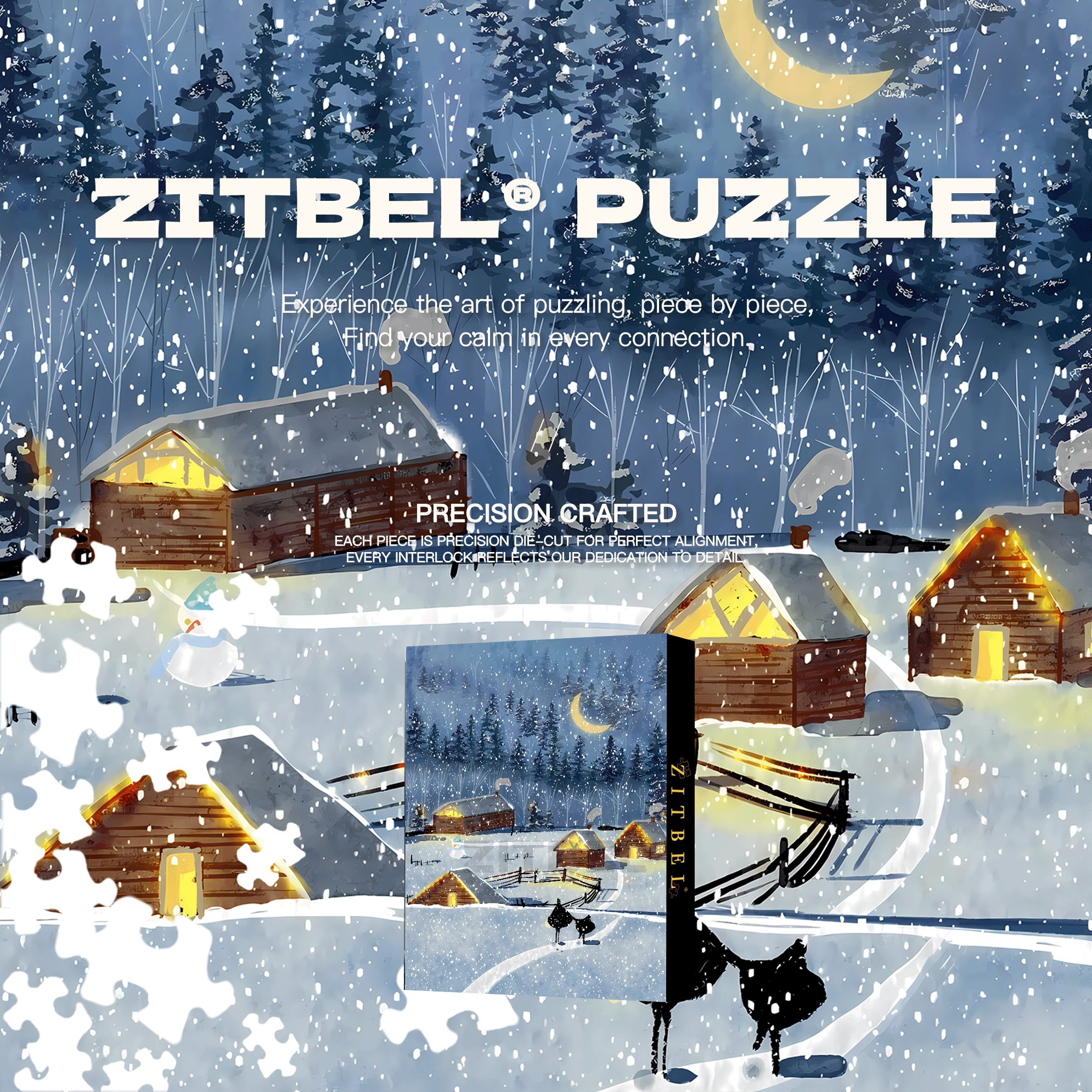 Heavy Snow 500pcs/1000pcs Jigsaw Puzzle, Scratch-Resistant, Interactive Family Game & Brain-Boosting DIY Decor, Perfect for Halloween, Christmas & New Year Gifts, Family Puzzle Game