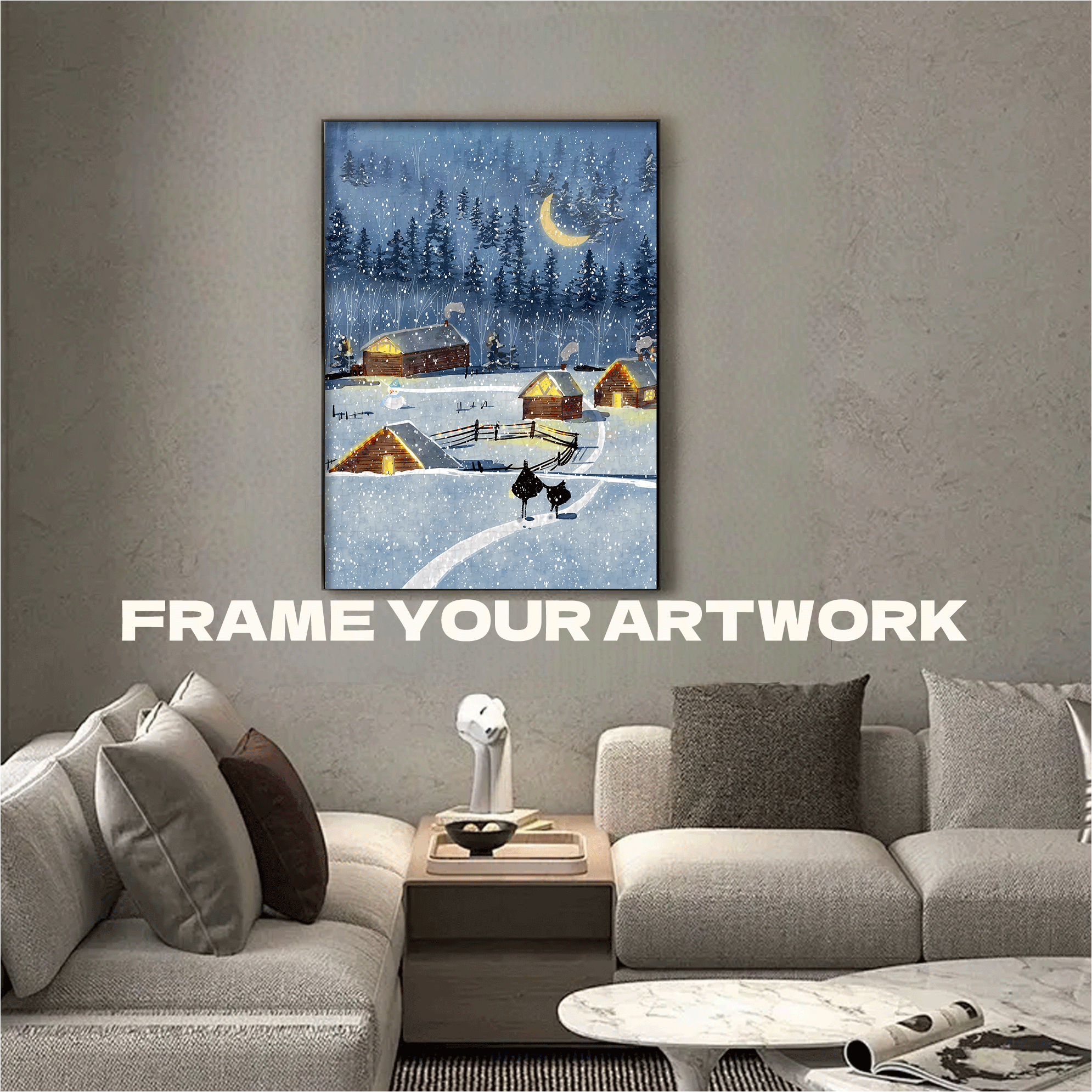 Heavy Snow 500pcs/1000pcs Jigsaw Puzzle, Scratch-Resistant, Interactive Family Game & Brain-Boosting DIY Decor, Perfect for Halloween, Christmas & New Year Gifts, Family Puzzle Game