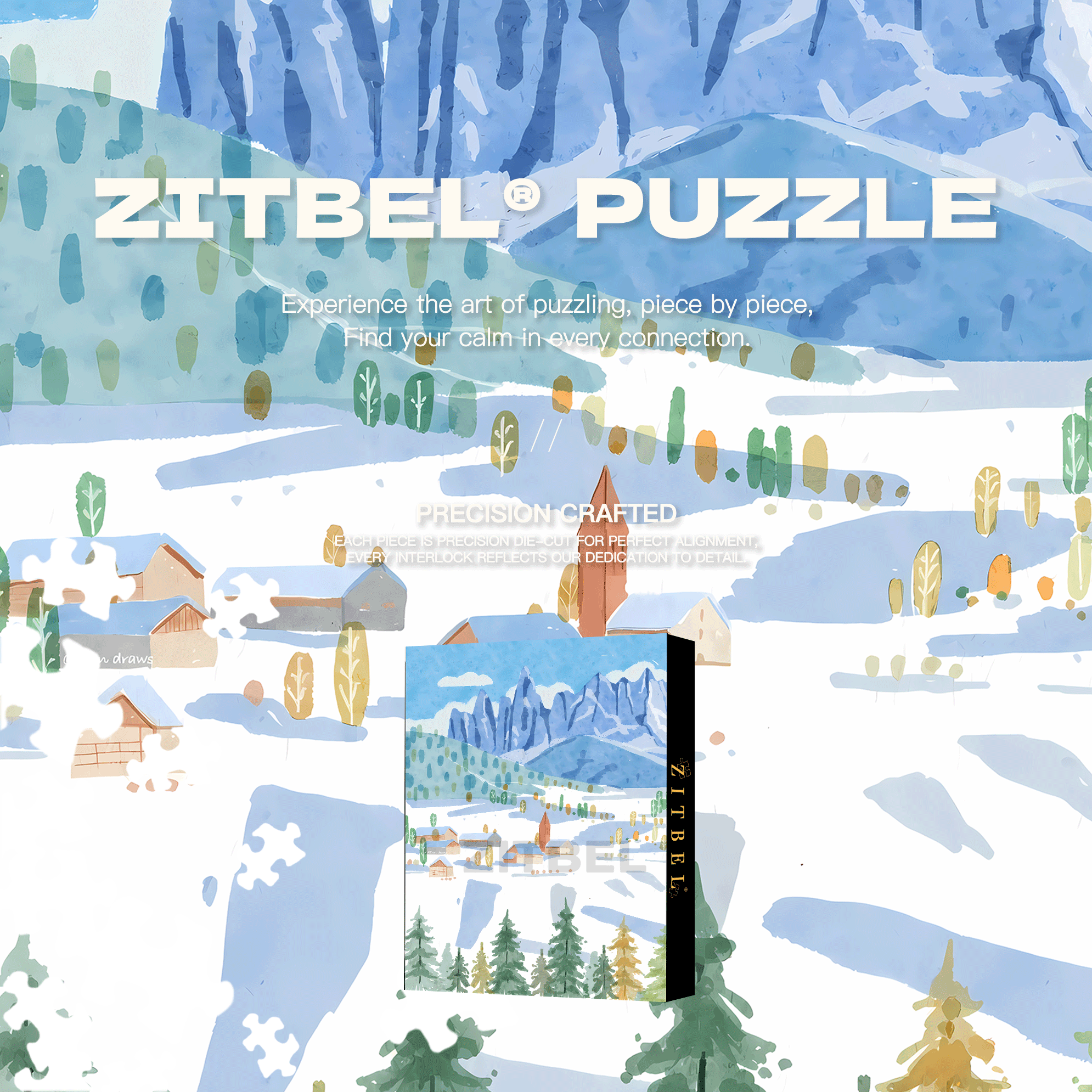 Snow Village 500pcs/1000pcs Jigsaw Puzzle, Scratch-Resistant, Interactive Family Game & Brain-Boosting DIY Decor, Perfect for Halloween, Christmas & New Year Gifts, Family Puzzle Game