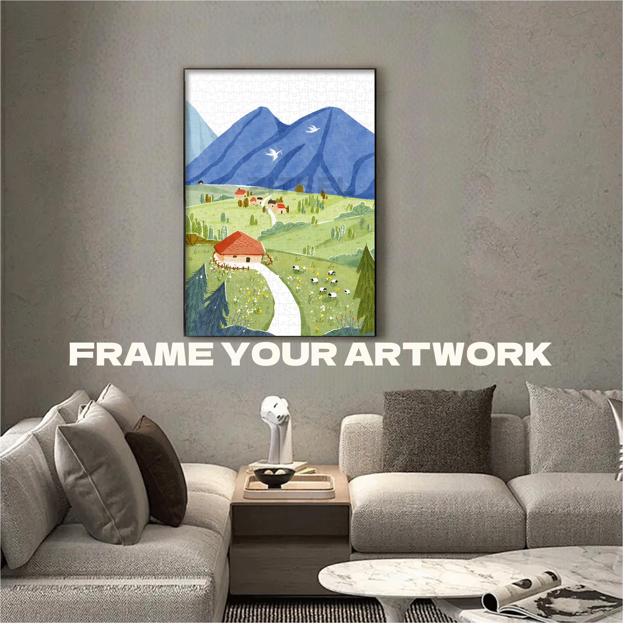 Xinjiang Scenery 500pcs/1000pcs Jigsaw Puzzle, Scratch-Resistant, Interactive Family Game & Brain-Boosting DIY Decor, Perfect for Halloween, Christmas & New Year Gifts, Family Puzzle Game