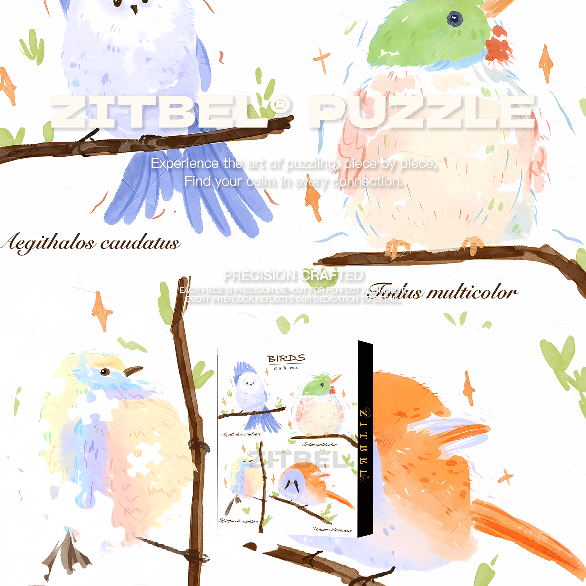 Birds Style 2 500pcs/1000pcs Jigsaw Puzzle, Scratch-Resistant, Interactive Family Game & Brain-Boosting DIY Decor, Perfect for Halloween, Christmas & New Year Gifts, Family Puzzle Game