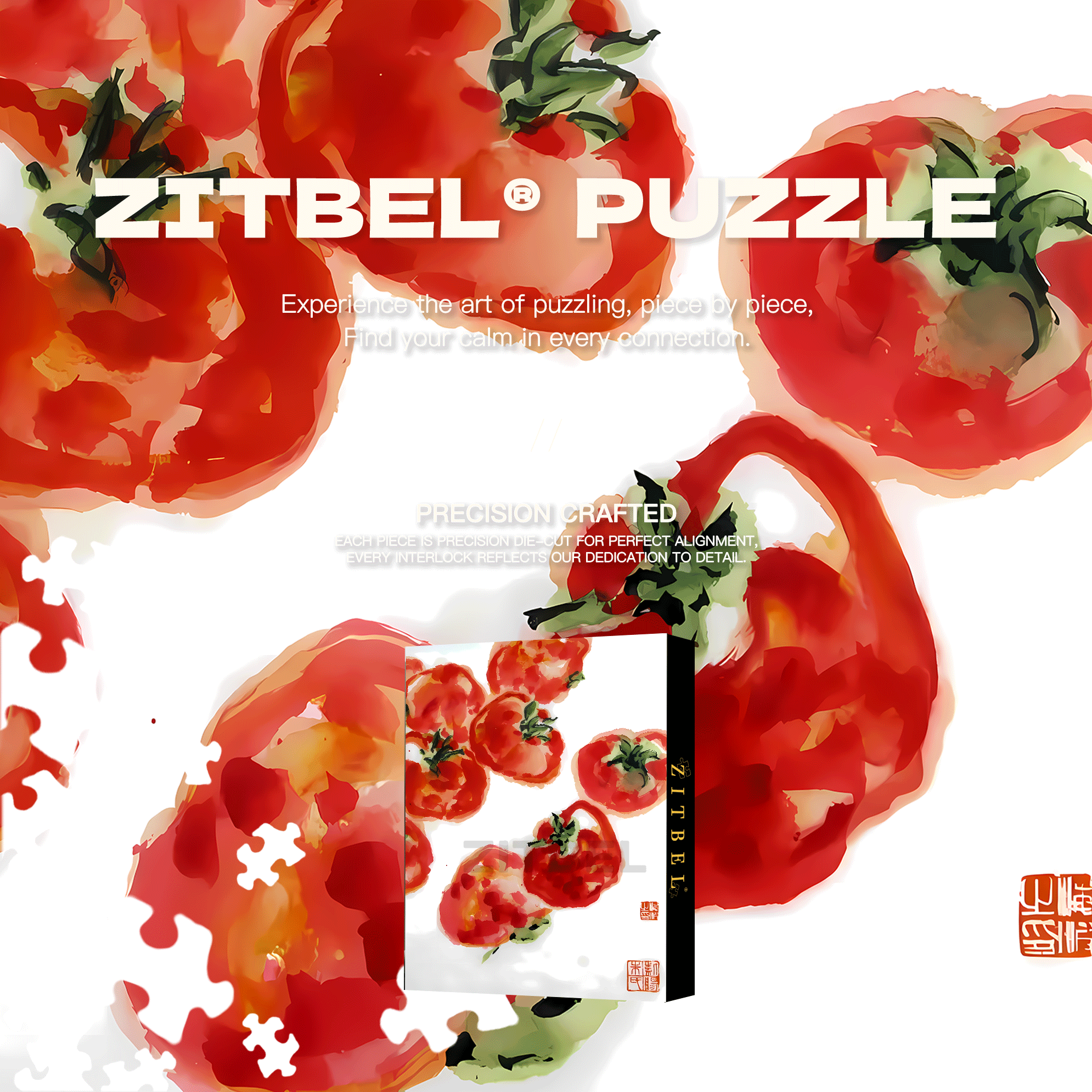 Cherry Tomato 500pcs/1000pcs Jigsaw Puzzle, Scratch-Resistant, Interactive Family Game & Brain-Boosting DIY Decor, Perfect for Halloween, Christmas & New Year Gifts, Family Puzzle Game
