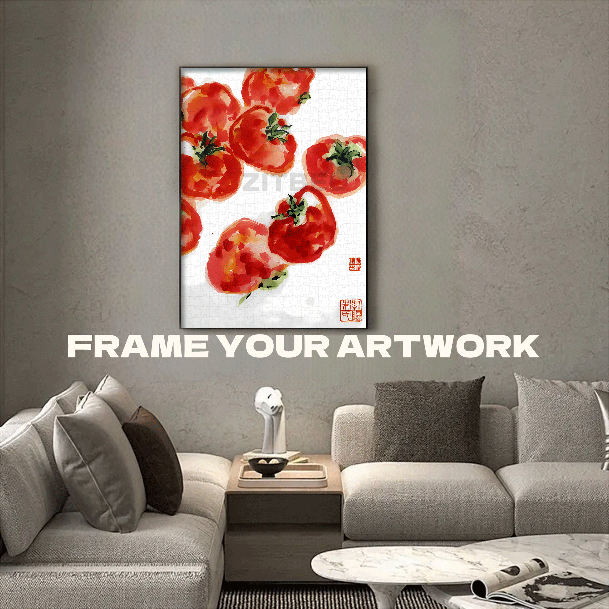 Cherry Tomato 500pcs/1000pcs Jigsaw Puzzle, Scratch-Resistant, Interactive Family Game & Brain-Boosting DIY Decor, Perfect for Halloween, Christmas & New Year Gifts, Family Puzzle Game