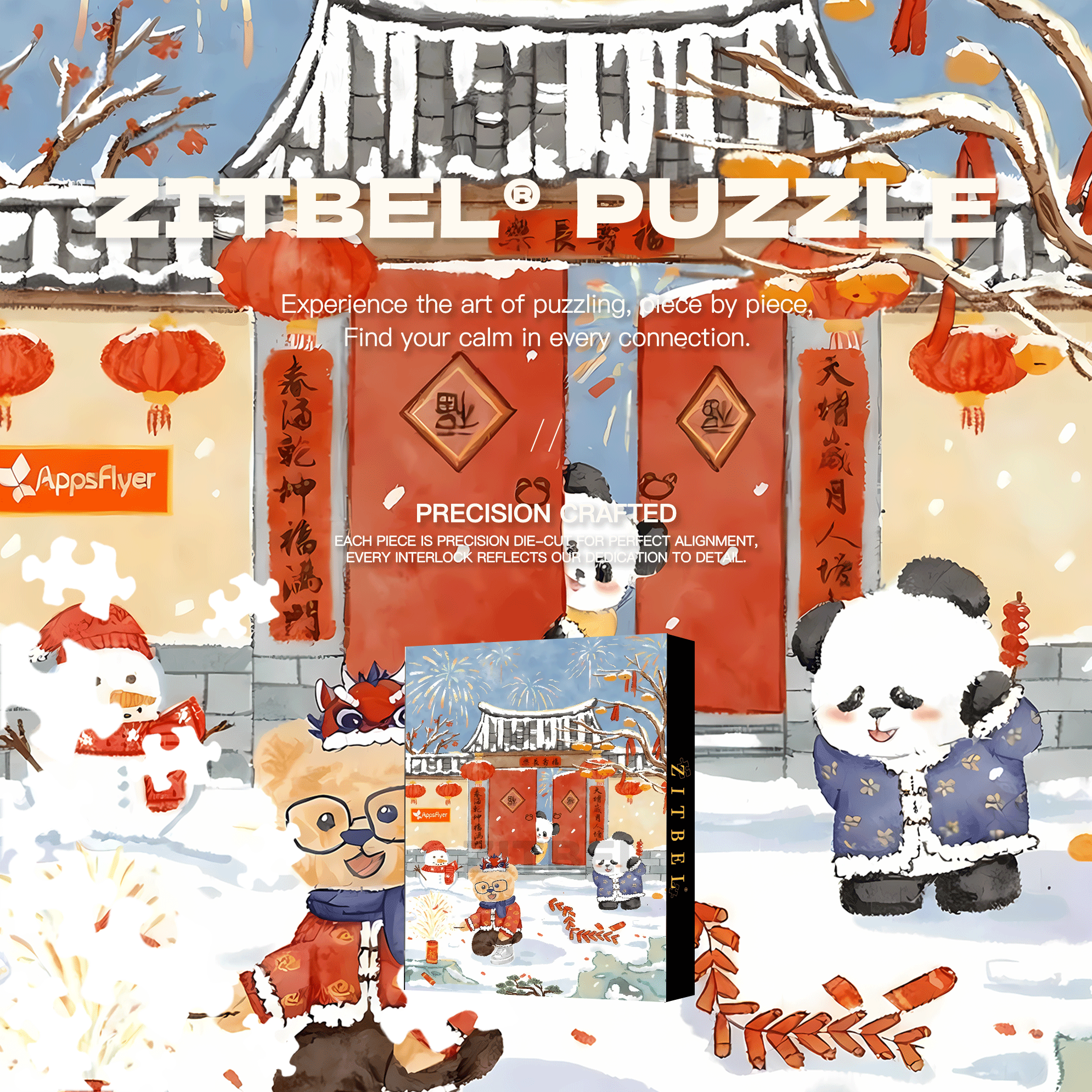 Chinese New Year 3 500pcs/1000pcs Jigsaw Puzzle, Scratch-Resistant, Interactive Family Game & Brain-Boosting DIY Decor, Perfect for Halloween, Christmas & New Year Gifts, Family Puzzle Game