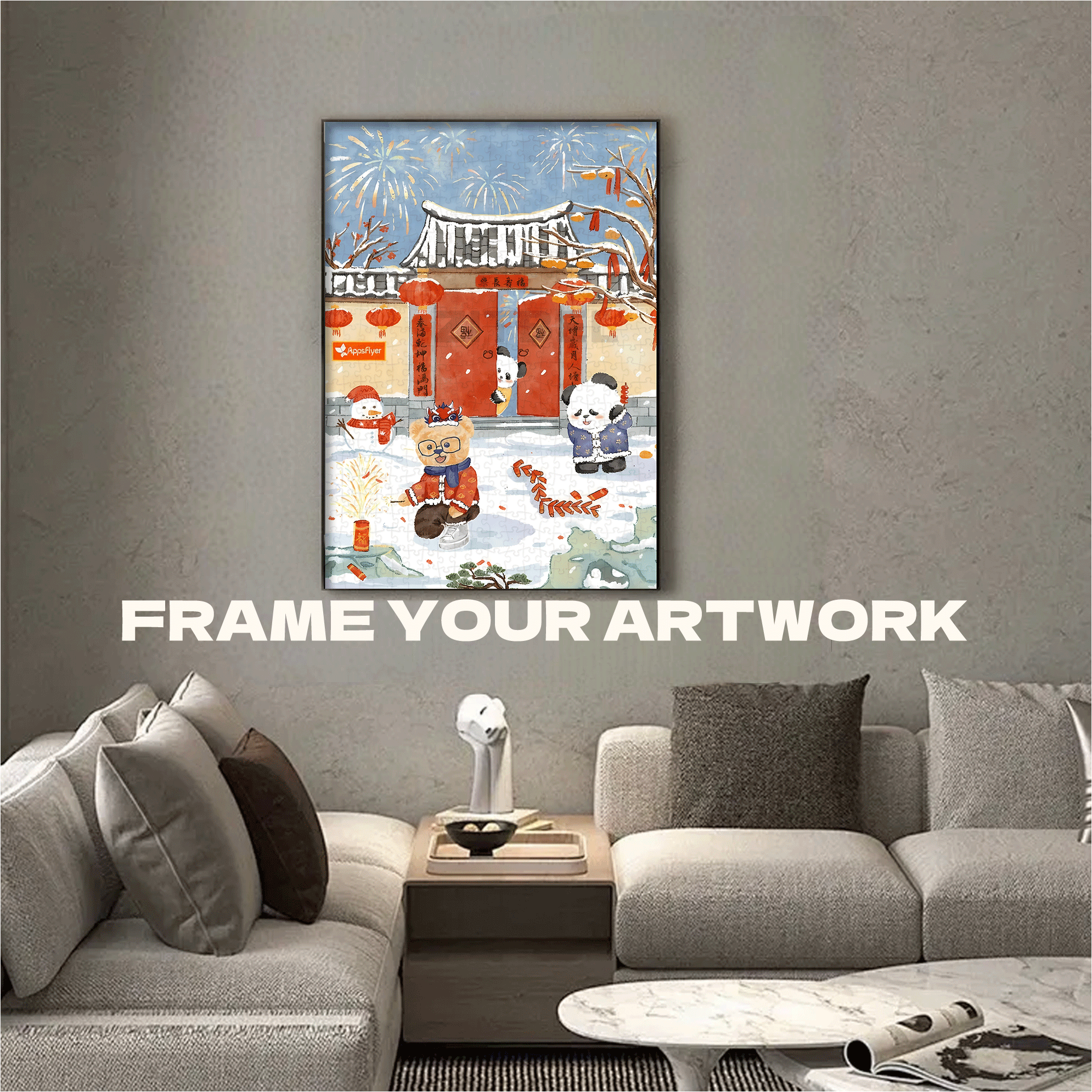 Chinese New Year 3 500pcs/1000pcs Jigsaw Puzzle, Scratch-Resistant, Interactive Family Game & Brain-Boosting DIY Decor, Perfect for Halloween, Christmas & New Year Gifts, Family Puzzle Game