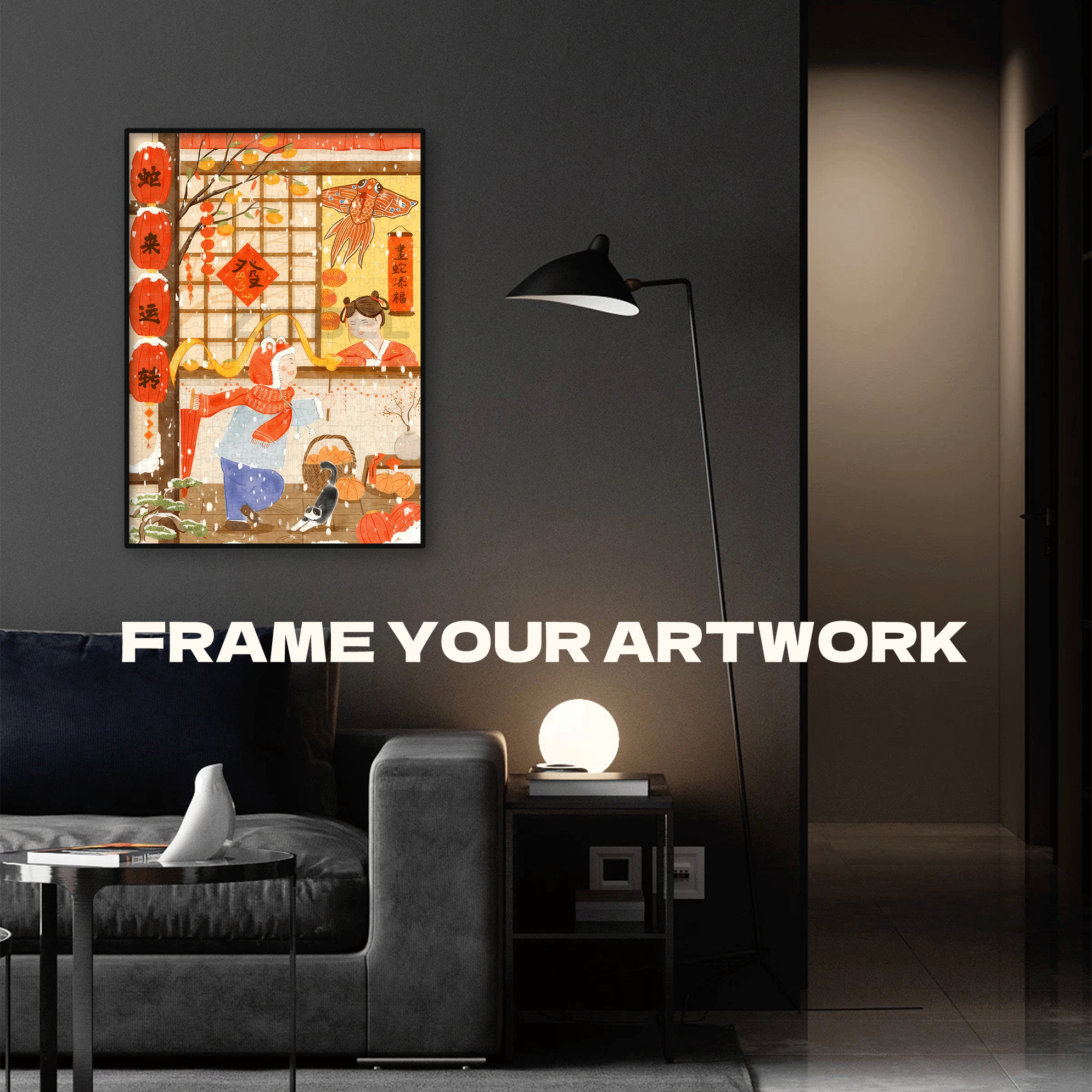 Chinese New Year 4 500pcs/1000pcs Jigsaw Puzzle, Scratch-Resistant, Interactive Family Game & Brain-Boosting DIY Decor, Perfect for Halloween, Christmas & New Year Gifts, Family Puzzle Game