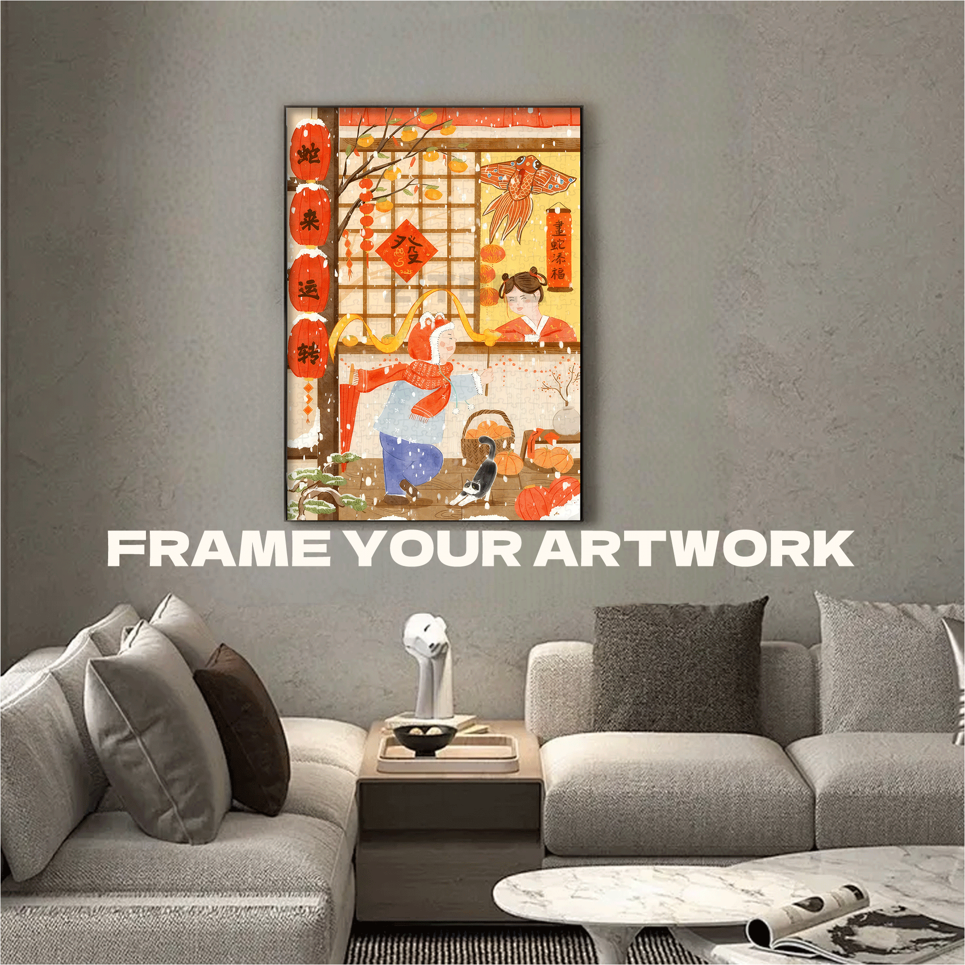 Chinese New Year 4 500pcs/1000pcs Jigsaw Puzzle, Scratch-Resistant, Interactive Family Game & Brain-Boosting DIY Decor, Perfect for Halloween, Christmas & New Year Gifts, Family Puzzle Game