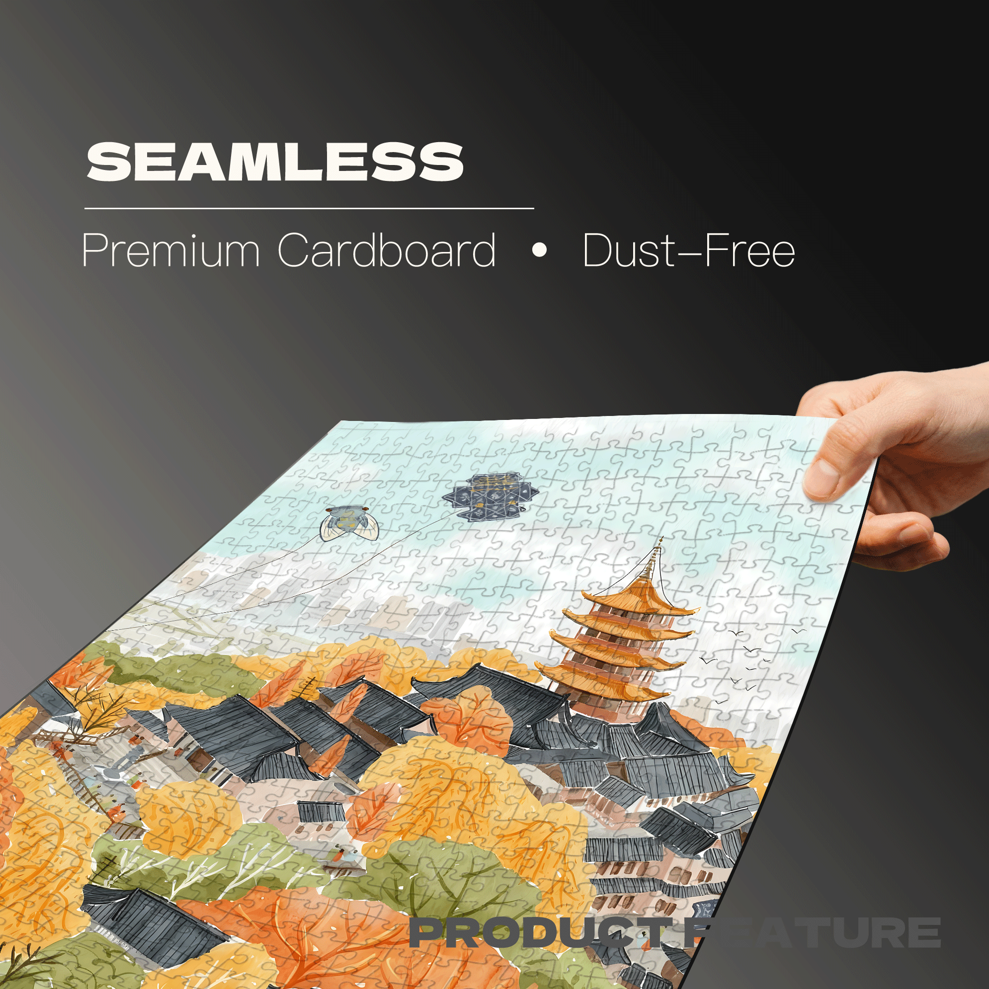 Flying Kites 500pcs/1000pcs Jigsaw Puzzle, Scratch-Resistant, Interactive Family Game & Brain-Boosting DIY Decor, Perfect for Halloween, Christmas & New Year Gifts, Family Puzzle Game