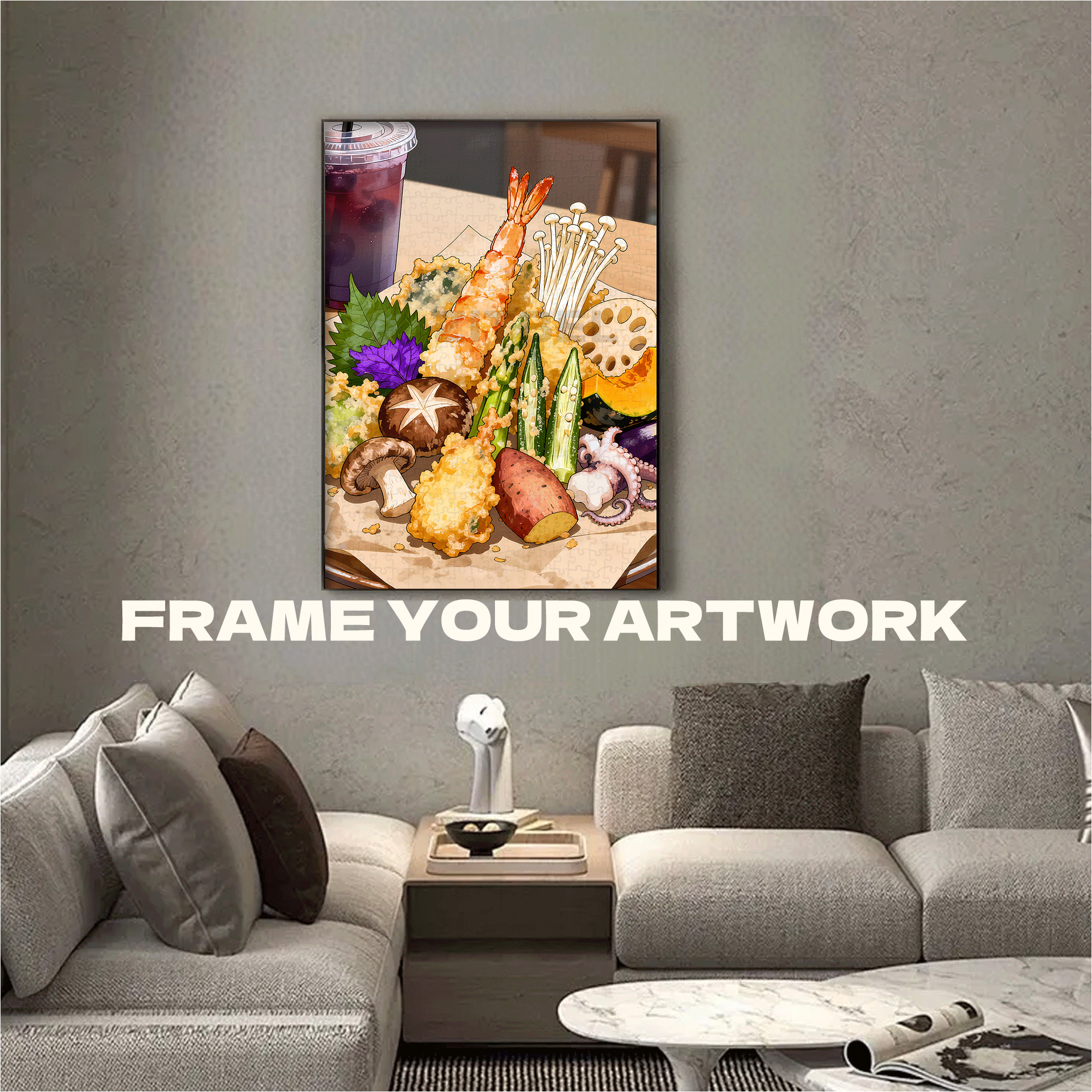 Fried Food 500pcs/1000pcs Jigsaw Puzzle, Scratch-Resistant, Interactive Family Game & Brain-Boosting DIY Decor, Perfect for Halloween, Christmas & New Year Gifts, Family Puzzle Game