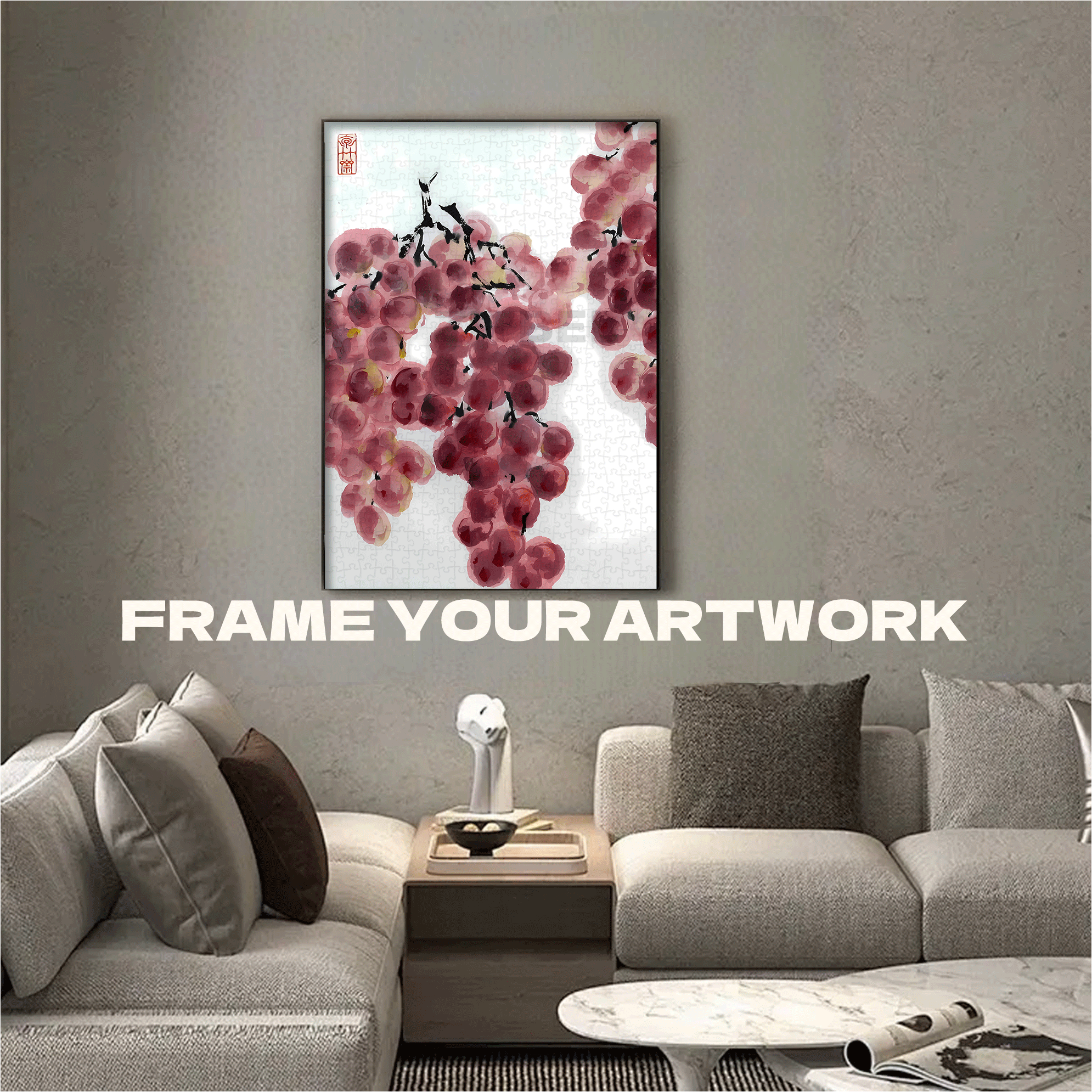 Grapes 500pcs/1000pcs Jigsaw Puzzle, Scratch-Resistant, Interactive Family Game & Brain-Boosting DIY Decor, Perfect for Halloween, Christmas & New Year Gifts, Family Puzzle Game