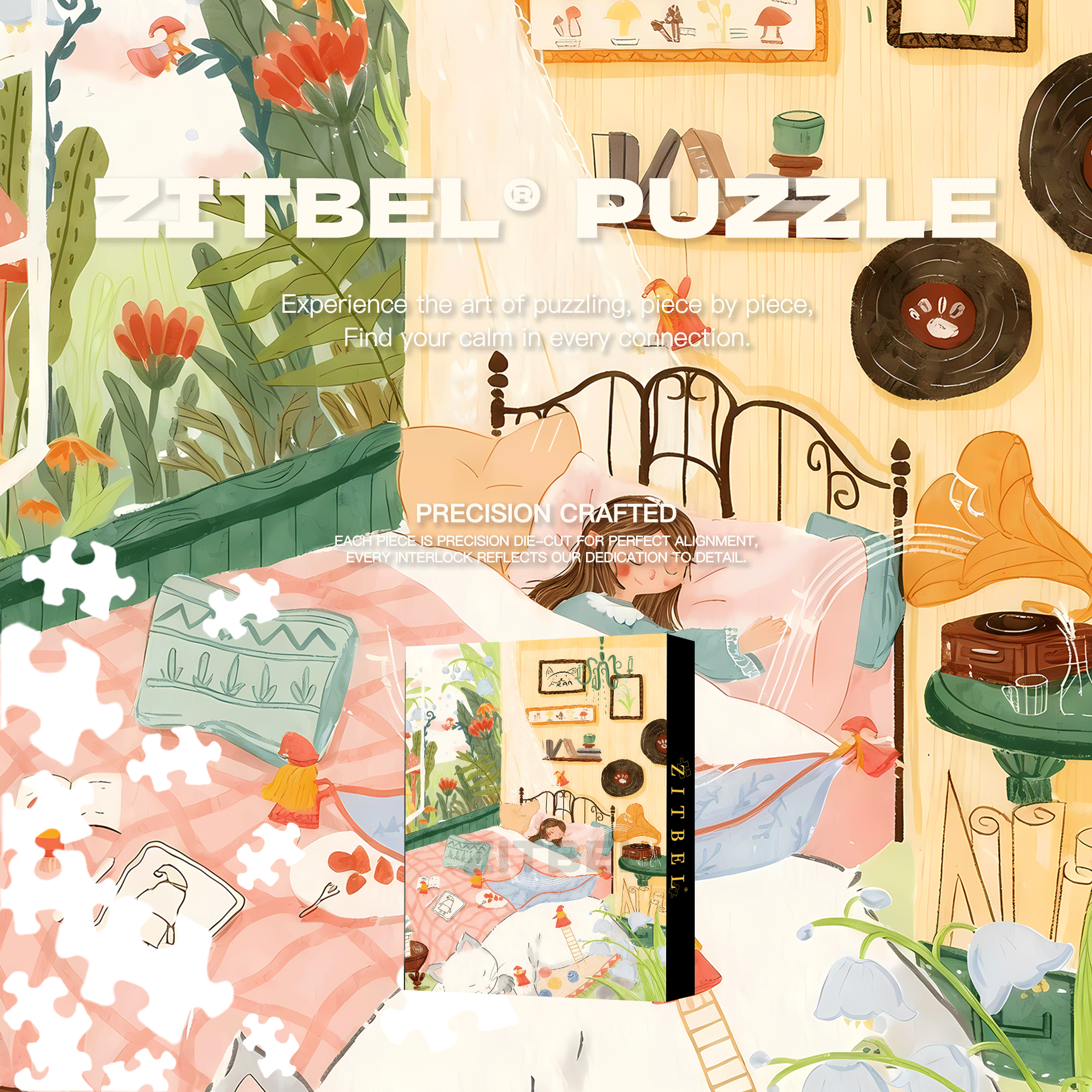 I Slept In 500pcs/1000pcs Jigsaw Puzzle, Scratch-Resistant, Interactive Family Game & Brain-Boosting DIY Decor, Perfect for Halloween, Christmas & New Year Gifts, Family Puzzle Game