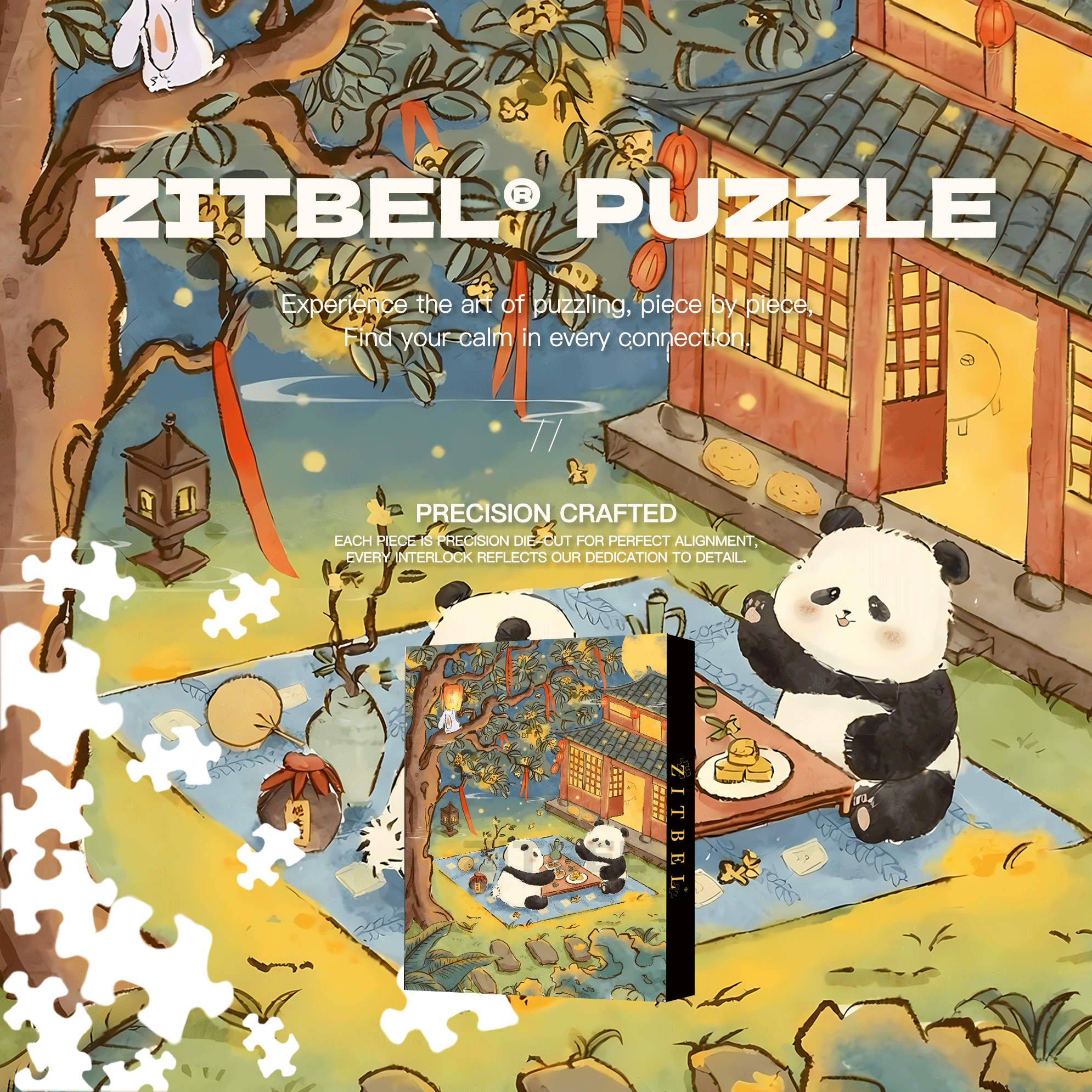 Mid-Autumn Festival Night 500pcs/1000pcs Jigsaw Puzzle, Scratch-Resistant, Interactive Family Game & Brain-Boosting DIY Decor, Perfect for Halloween, Christmas & New Year Gifts, Family Puzzle Game