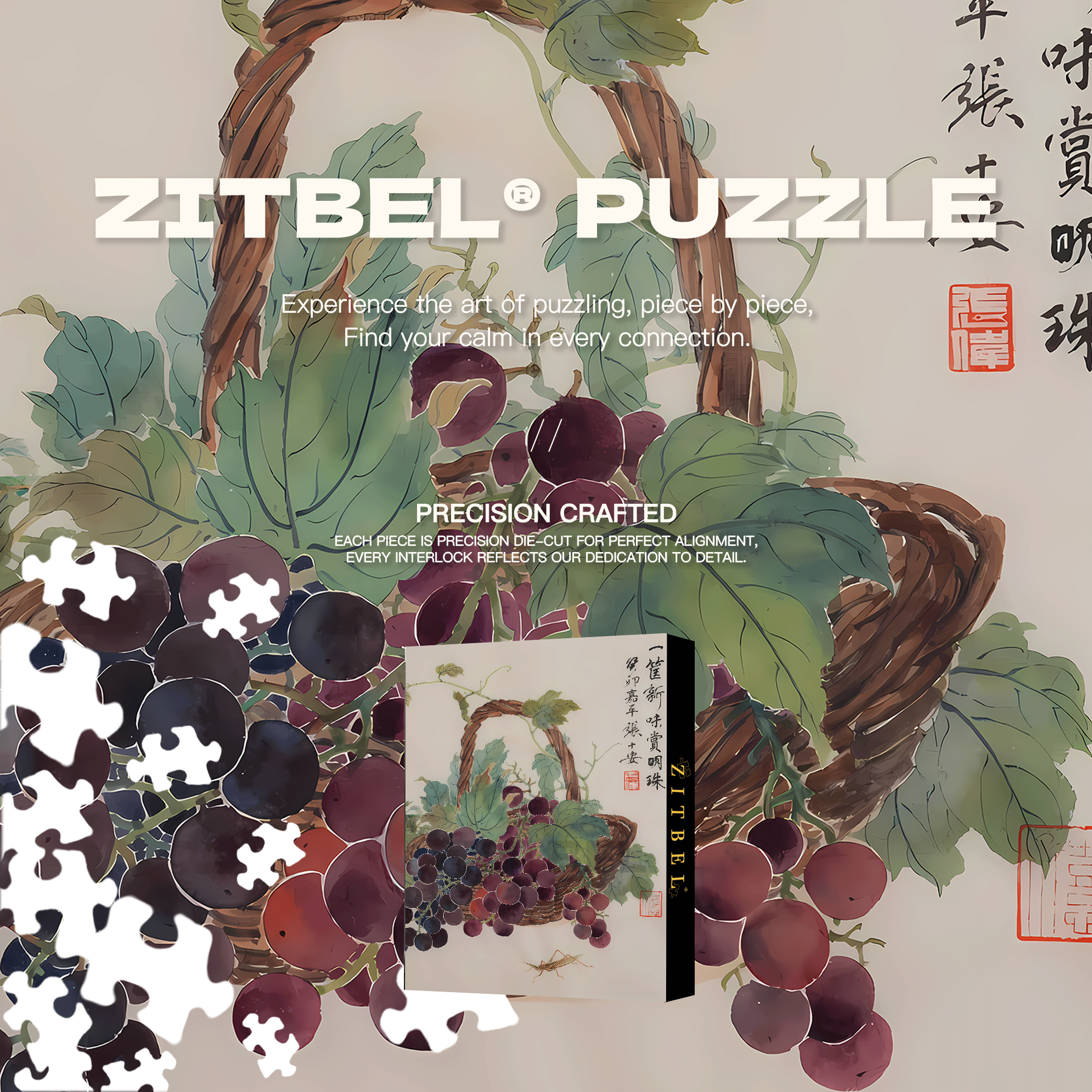 Purple Grapes 500pcs/1000pcs Jigsaw Puzzle, Scratch-Resistant, Interactive Family Game & Brain-Boosting DIY Decor, Perfect for Halloween, Christmas & New Year Gifts, Family Puzzle Game