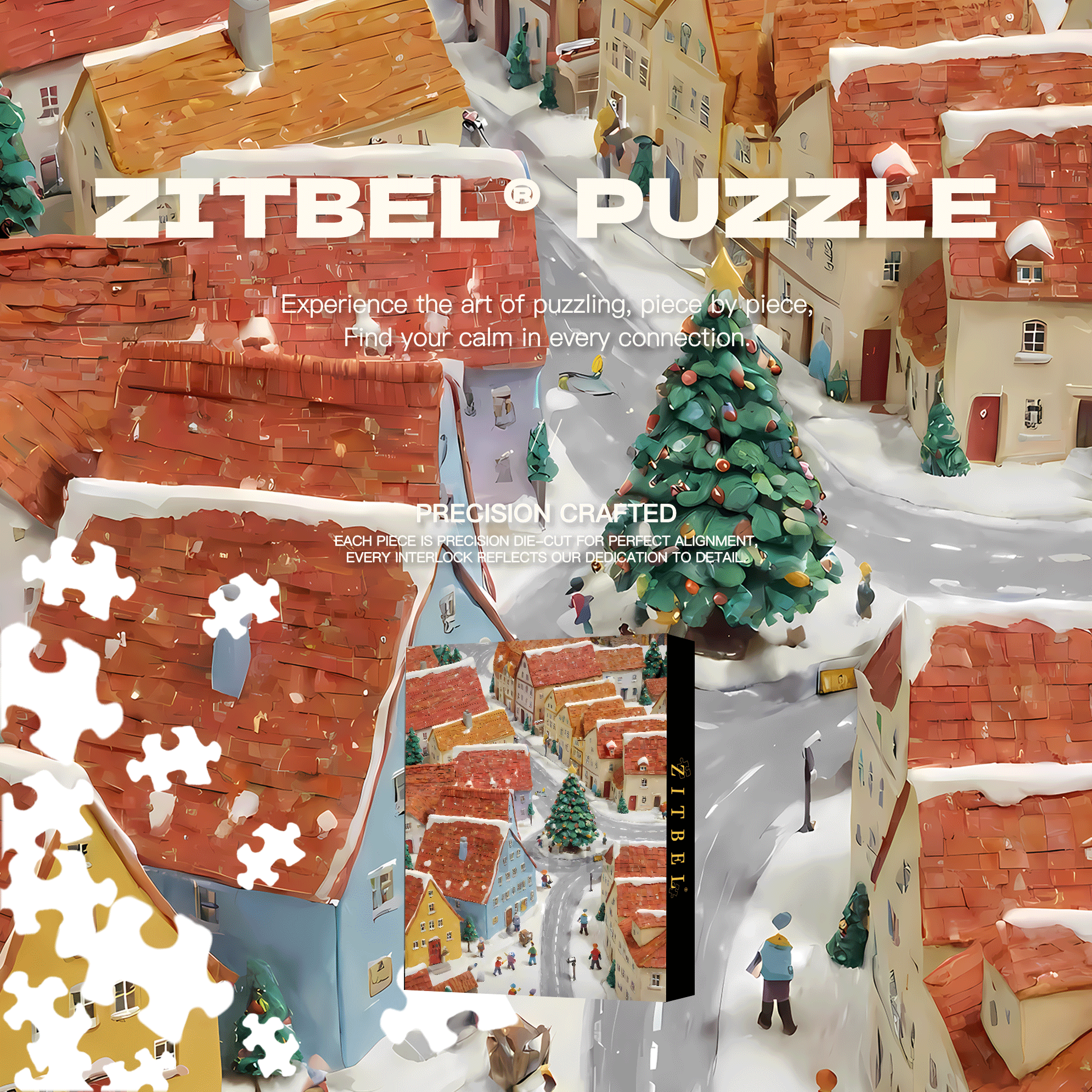 Small Town Story 500pcs/1000pcs Jigsaw Puzzle, Scratch-Resistant, Interactive Family Game & Brain-Boosting DIY Decor, Perfect for Halloween, Christmas & New Year Gifts, Family Puzzle Game