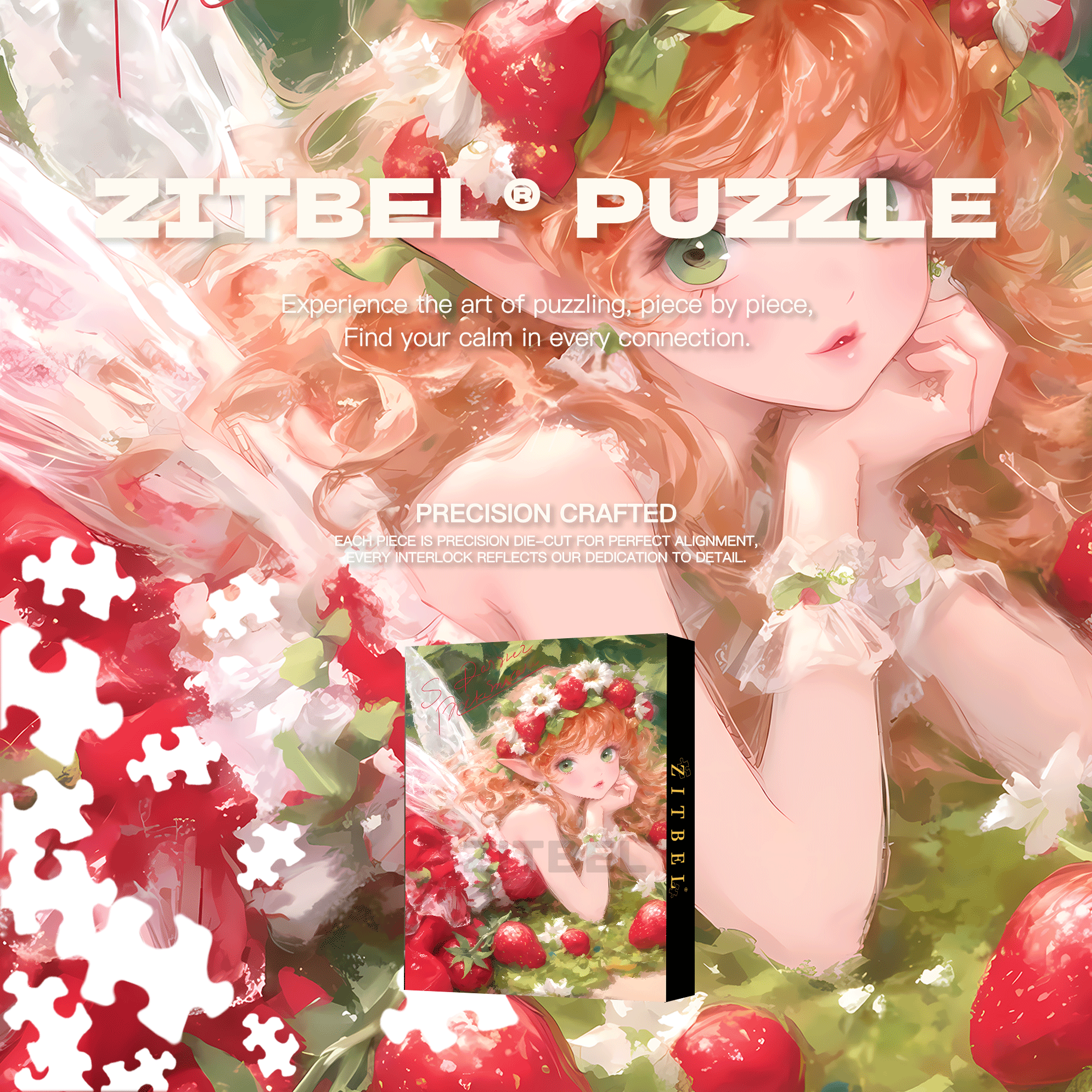Strawberry Fairy 2 500pcs/1000pcs Jigsaw Puzzle, Scratch-Resistant, Interactive Family Game & Brain-Boosting DIY Decor, Perfect for Halloween, Christmas & New Year Gifts, Family Puzzle Game