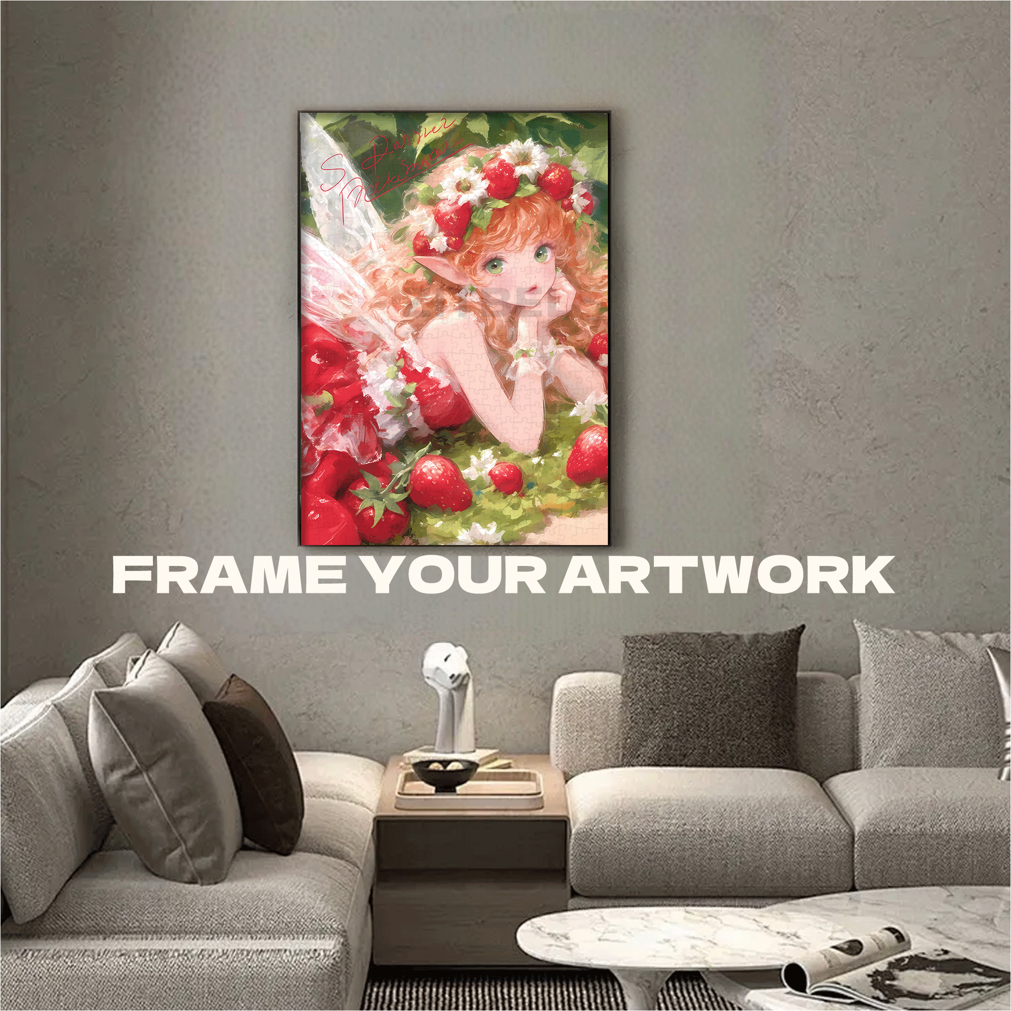 Strawberry Fairy 2 500pcs/1000pcs Jigsaw Puzzle, Scratch-Resistant, Interactive Family Game & Brain-Boosting DIY Decor, Perfect for Halloween, Christmas & New Year Gifts, Family Puzzle Game