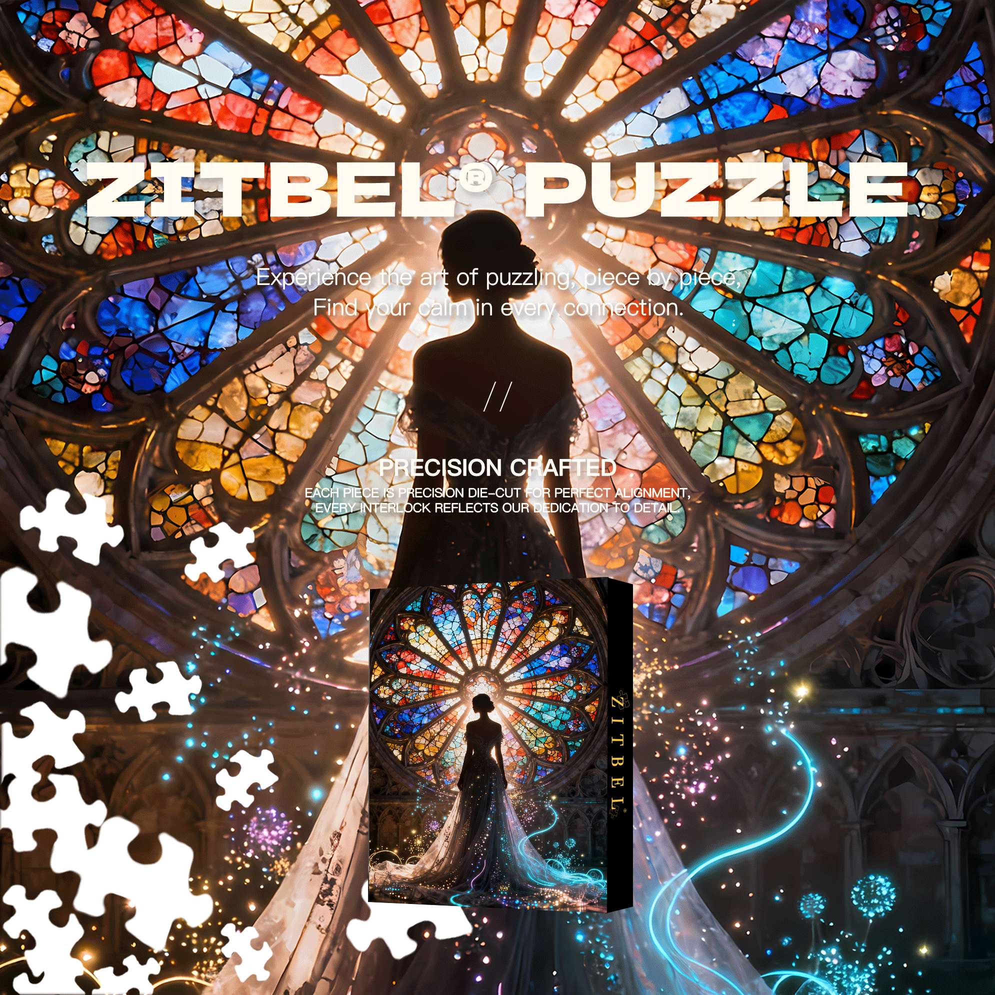Holy Light 500pcs/1000pcs Jigsaw Puzzle, Scratch-Resistant, Interactive Family Game & Brain-Boosting DIY Decor, Perfect for Halloween, Christmas & New Year Gifts, Family Puzzle Game