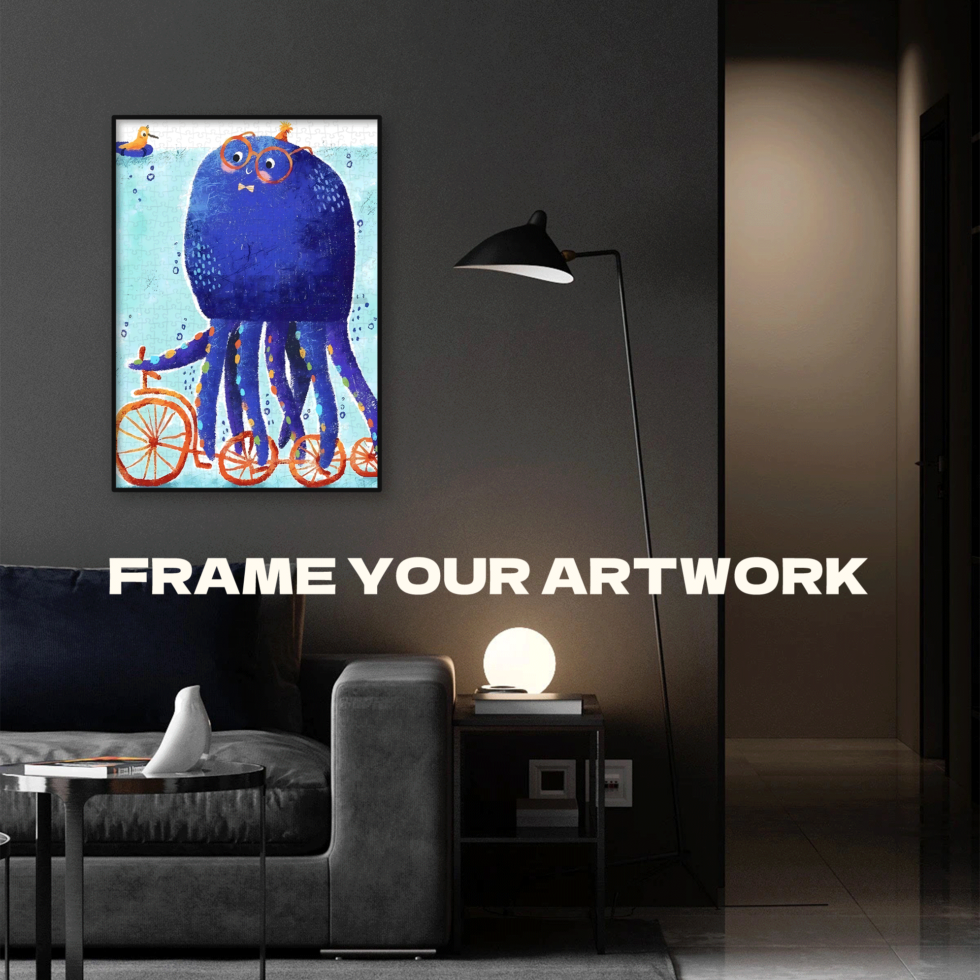 Kevin Octopus 500pcs/1000pcs Jigsaw Puzzle, Scratch-Resistant, Interactive Family Game & Brain-Boosting DIY Decor, Perfect for Halloween, Christmas & New Year Gifts, Family Puzzle Game