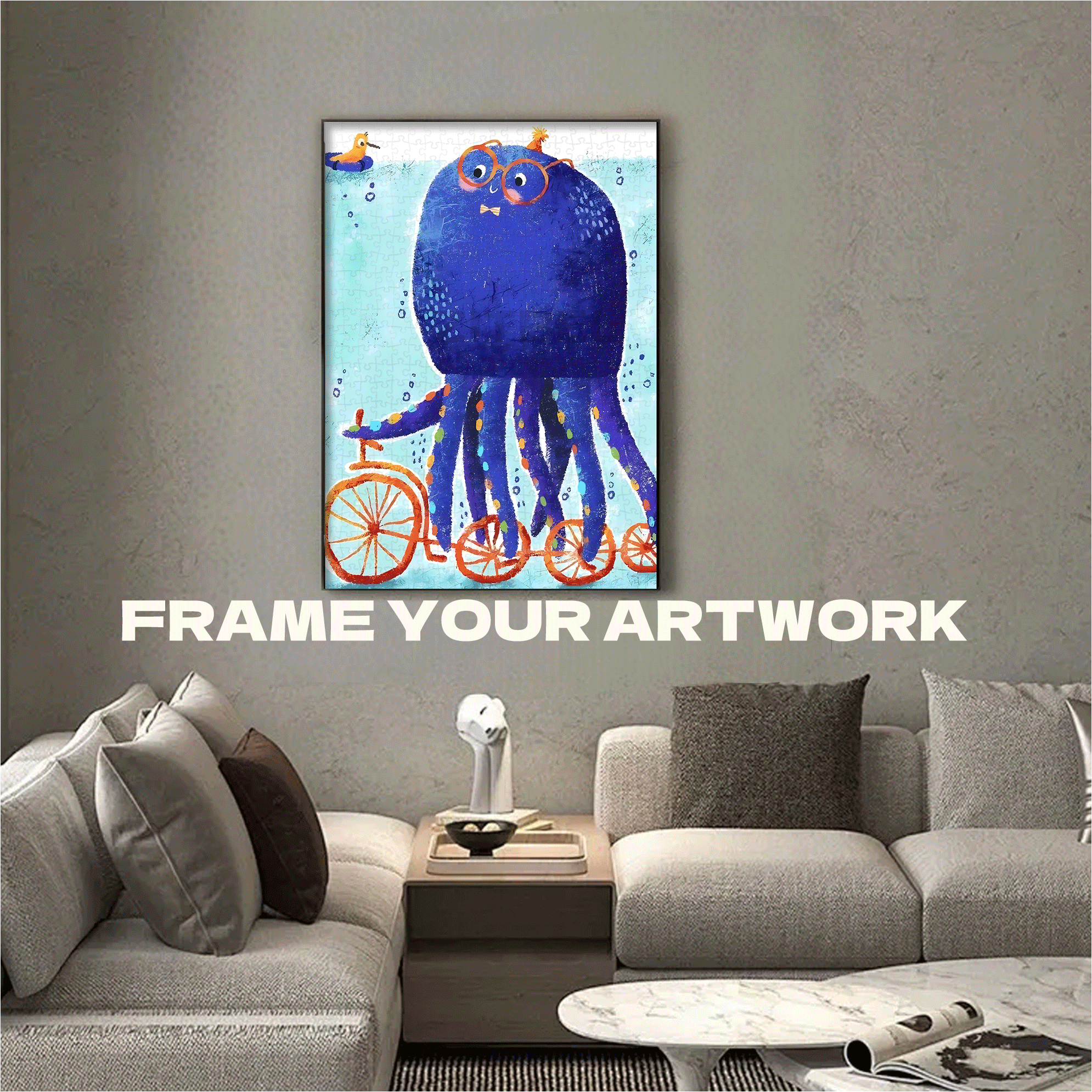 Kevin Octopus 500pcs/1000pcs Jigsaw Puzzle, Scratch-Resistant, Interactive Family Game & Brain-Boosting DIY Decor, Perfect for Halloween, Christmas & New Year Gifts, Family Puzzle Game