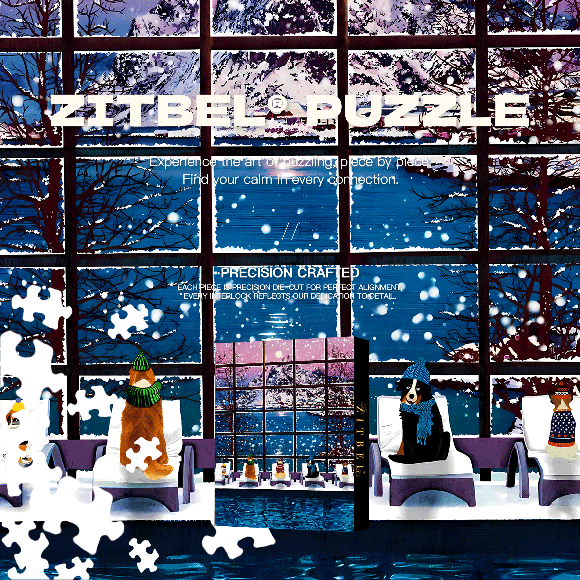 Listening To Snow 500pcs/1000pcs Jigsaw Puzzle, Scratch-Resistant, Interactive Family Game & Brain-Boosting DIY Decor, Perfect for Halloween, Christmas & New Year Gifts, Family Puzzle Game