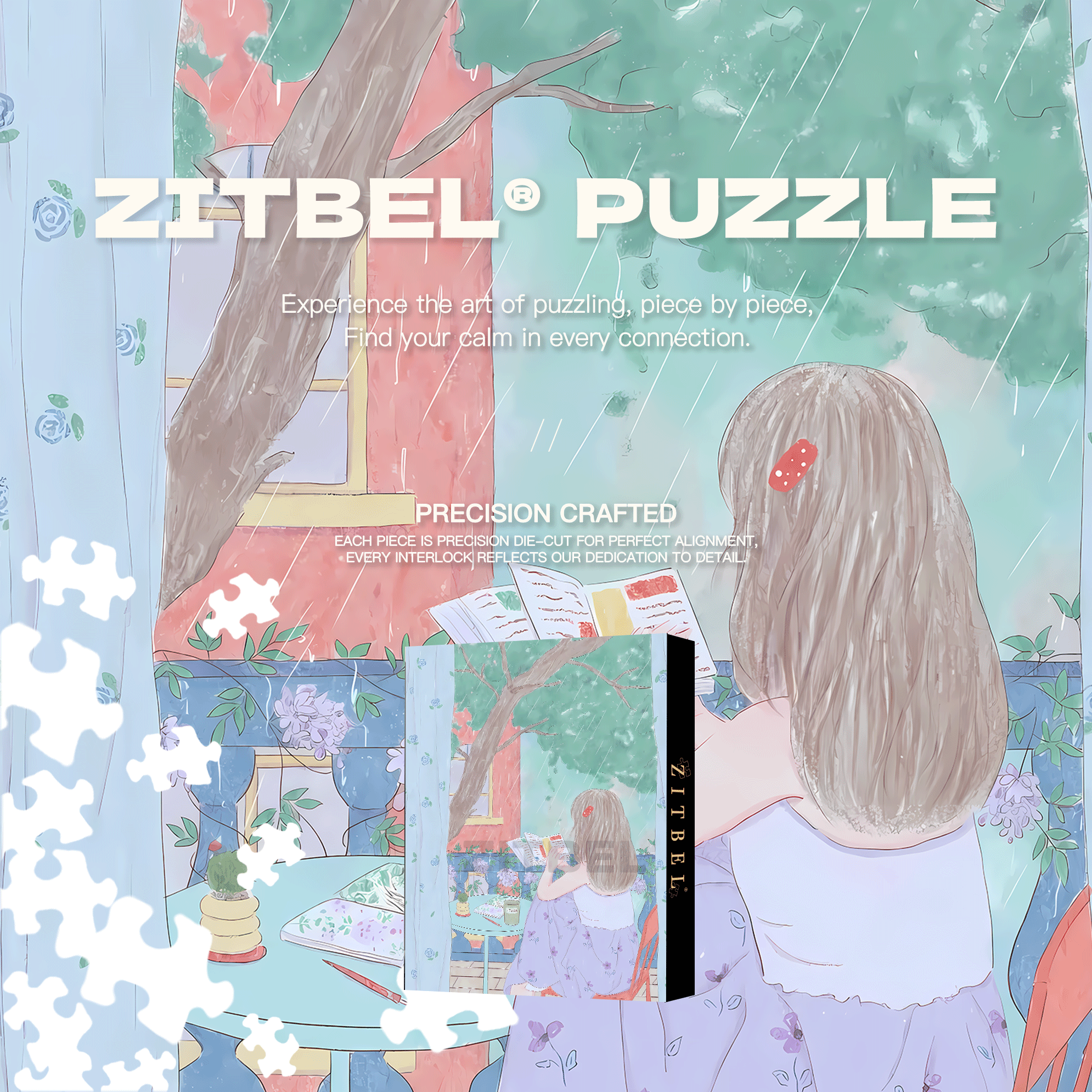 Listening To The Rain By The Window 500pcs/1000pcs Jigsaw Puzzle, Scratch-Resistant, Interactive Family Game & Brain-Boosting DIY Decor, Perfect for Halloween, Christmas & New Year Gifts, Family Puzzle Game