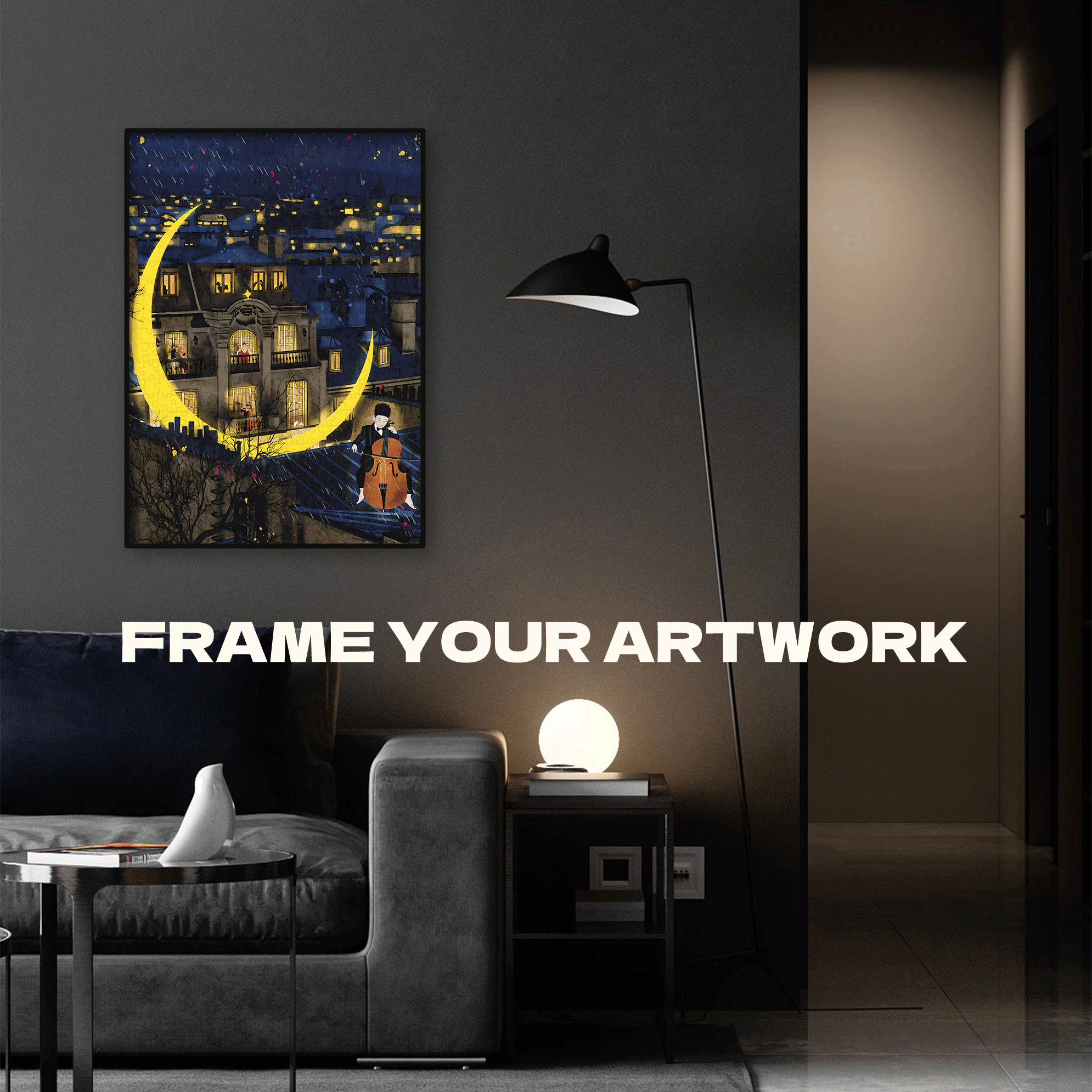 Moonlight Song 500pcs/1000pcs Jigsaw Puzzle, Scratch-Resistant, Interactive Family Game & Brain-Boosting DIY Decor, Perfect for Halloween, Christmas & New Year Gifts, Family Puzzle Game